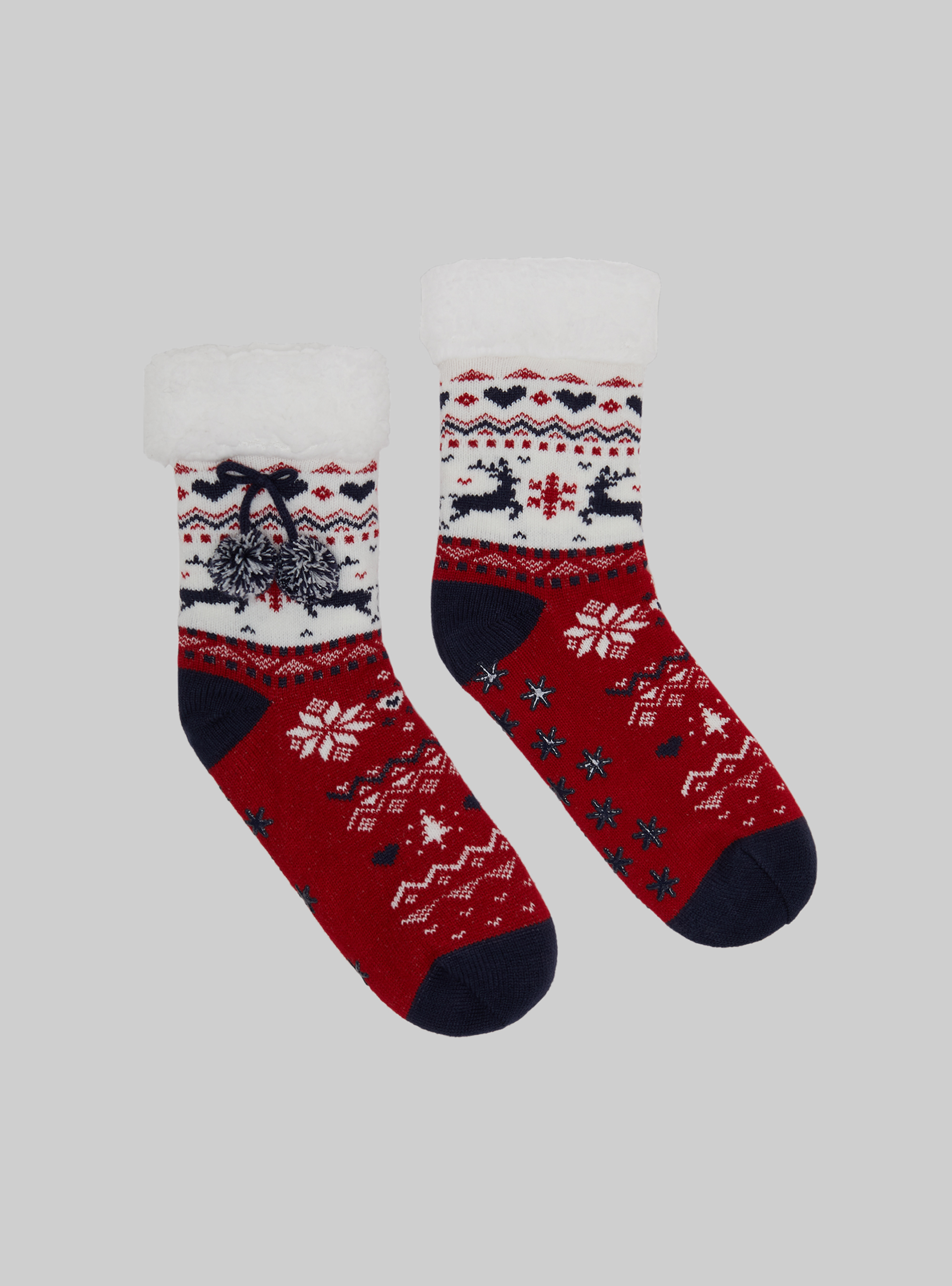 Calzini antiscivolo con interno in teddy, RD2 RED MEDIUM