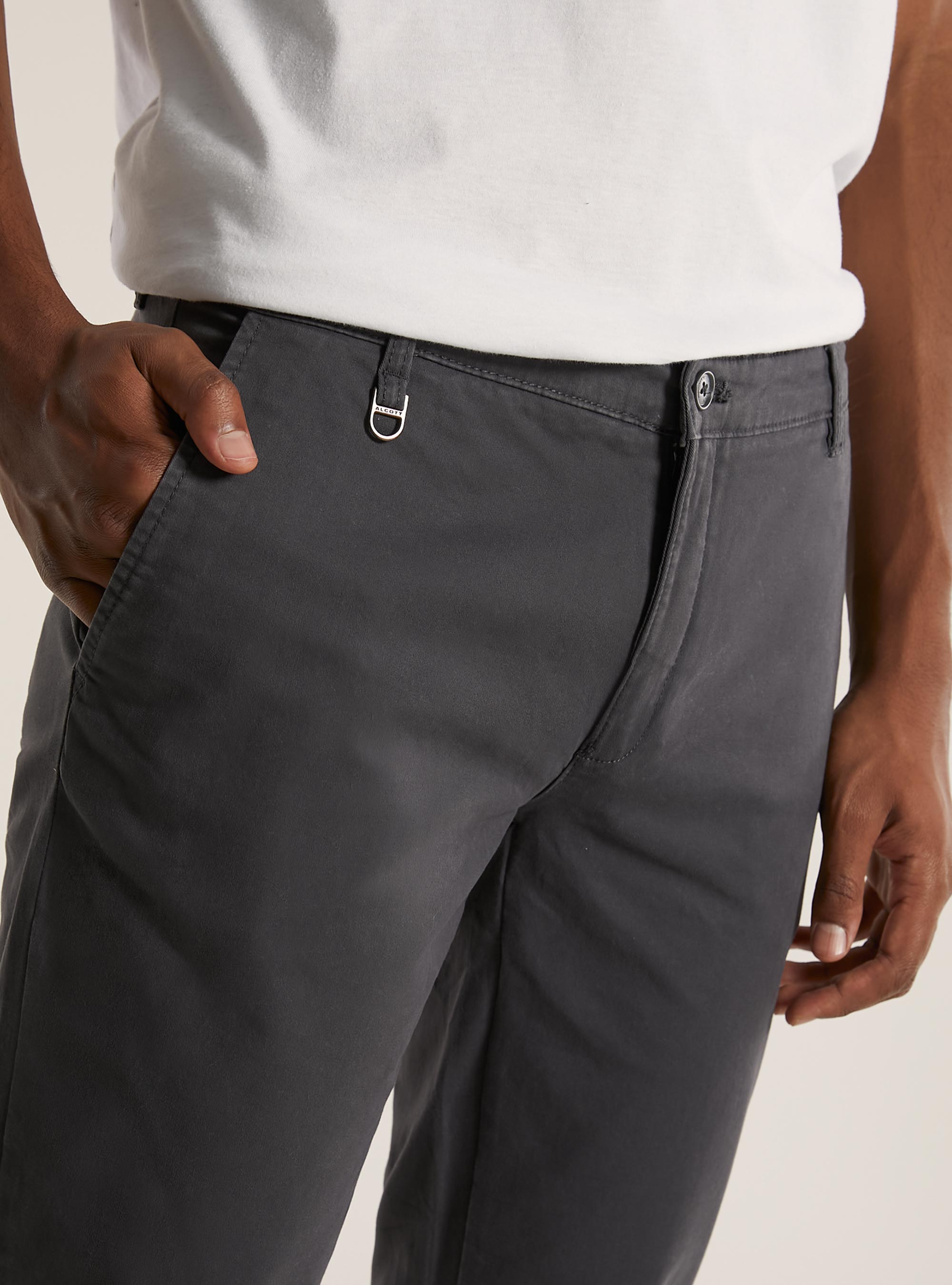 Skinny Fit Chinohose aus Stretch-Twill, GY1 GREY DARK