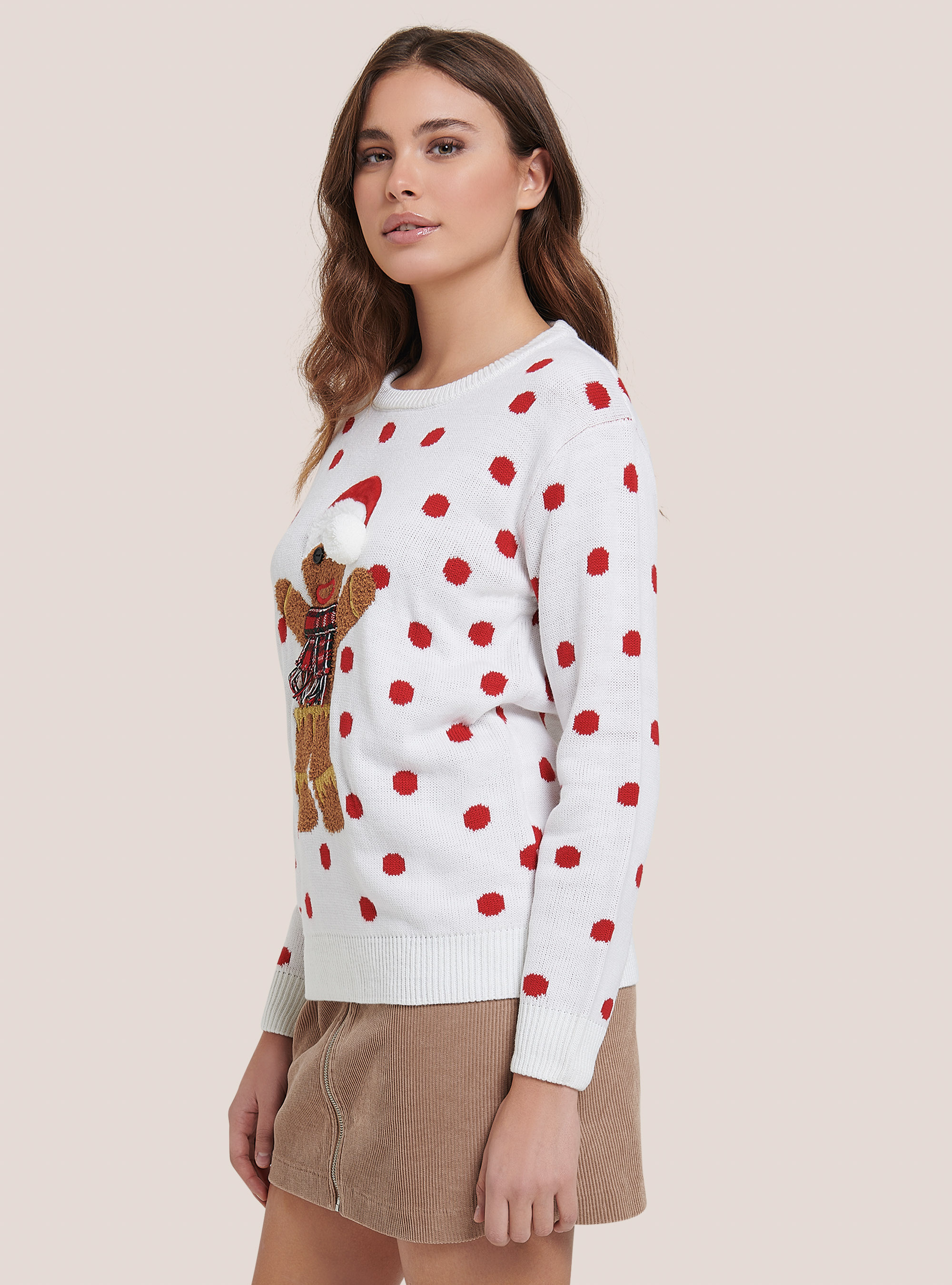 Christmas pullover with gingerbread man, WHITE