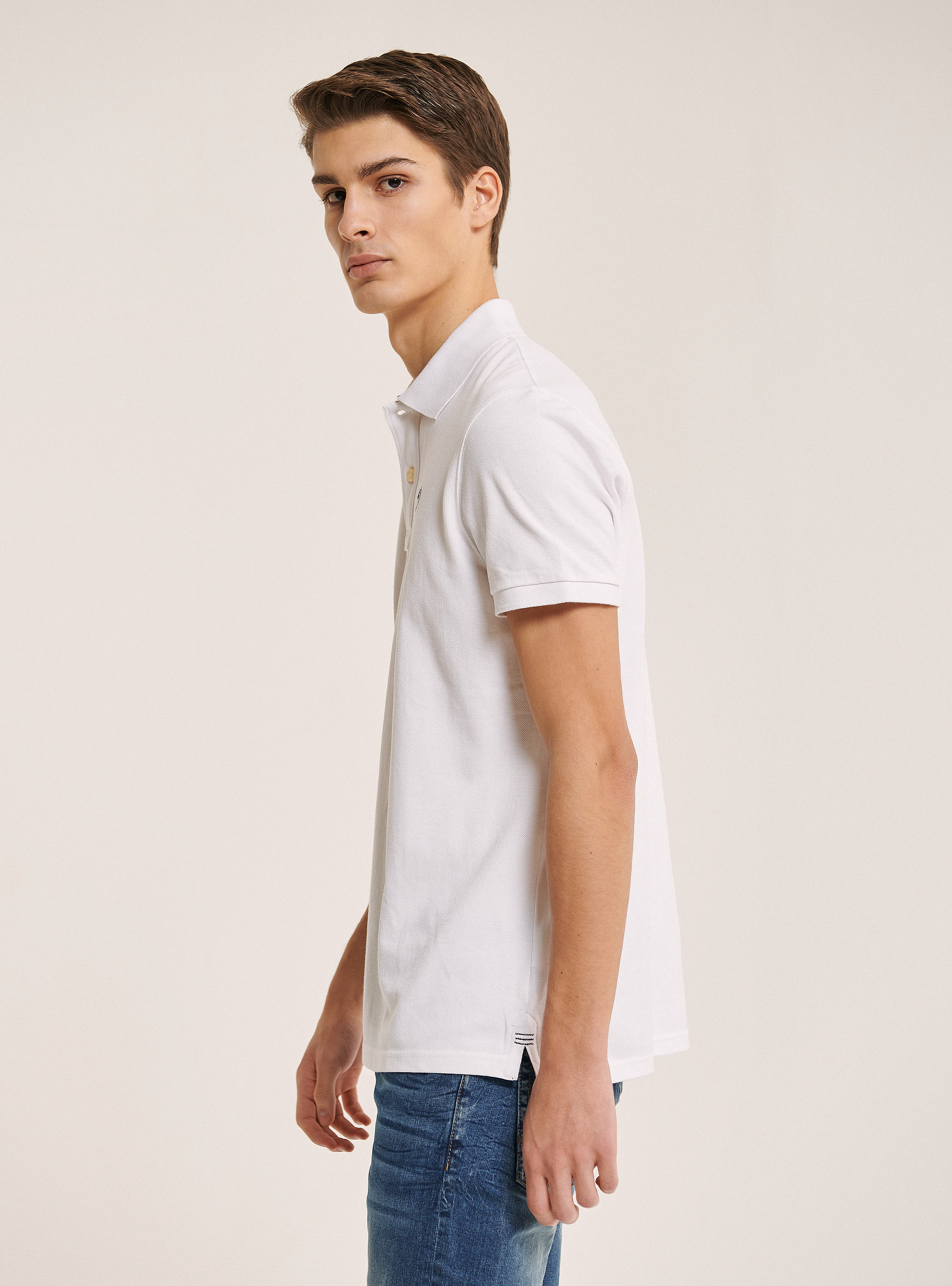 POLOSHIRT MIT STICKEREI, C099 WHITE