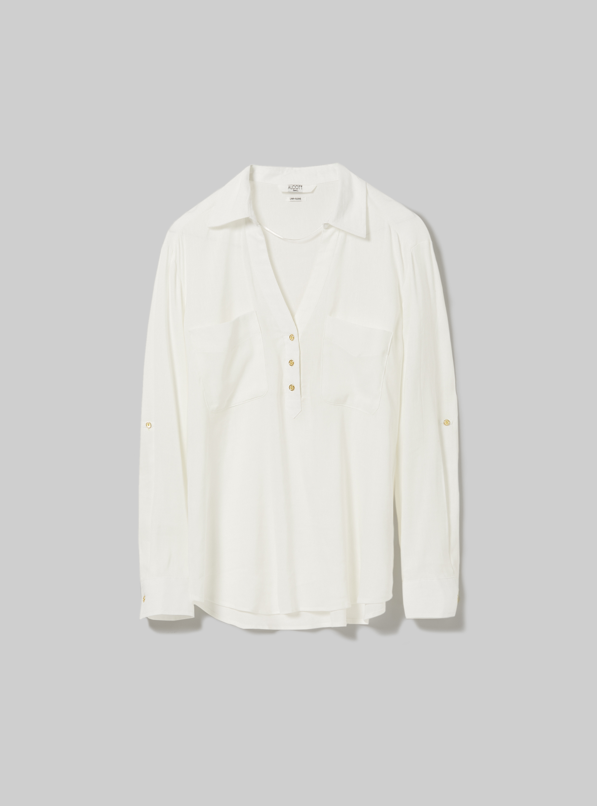 Linen-blend blouse, WH2 WHITE