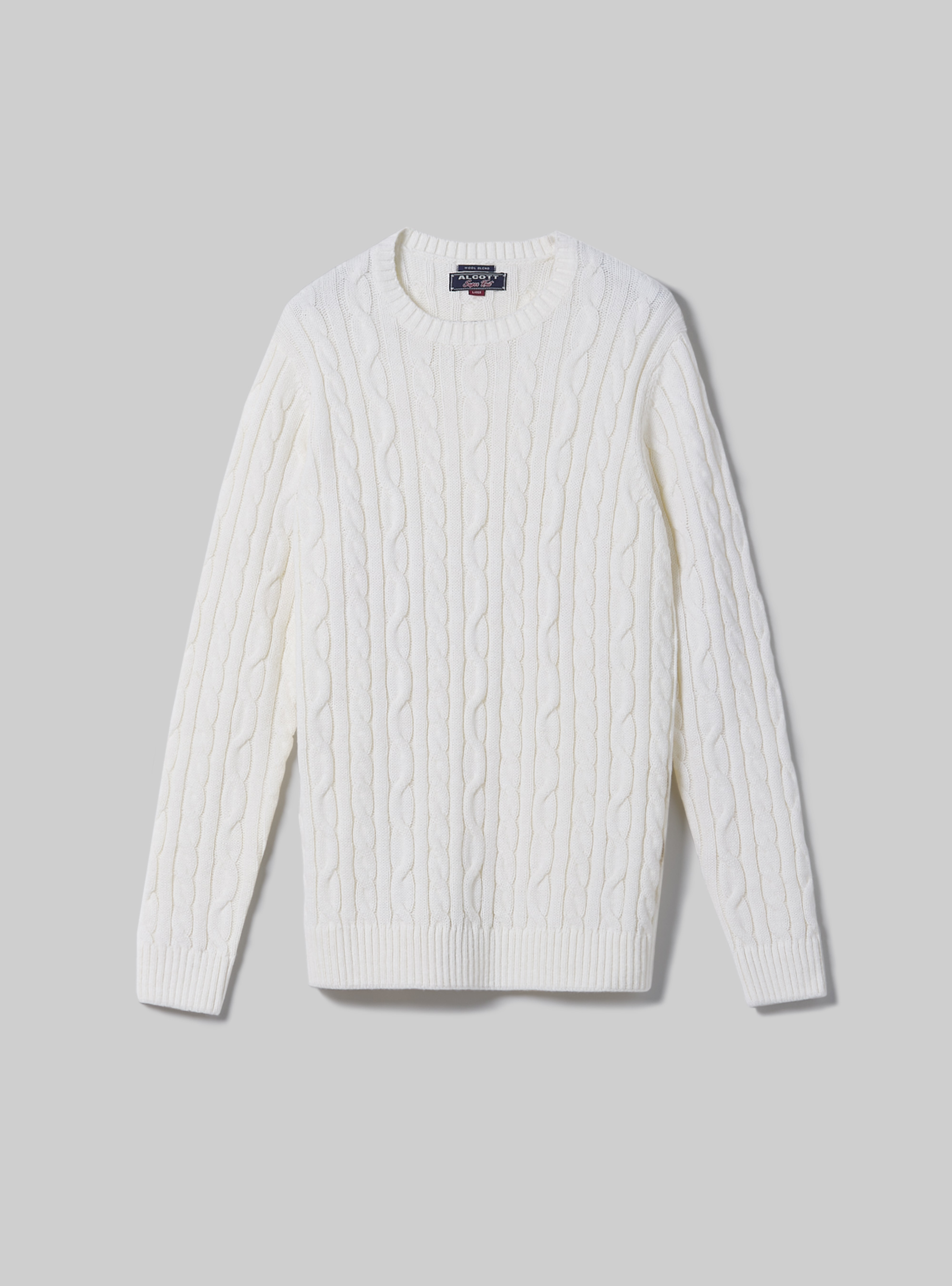 Crew-neck pullover with braids, WH2 WHITE