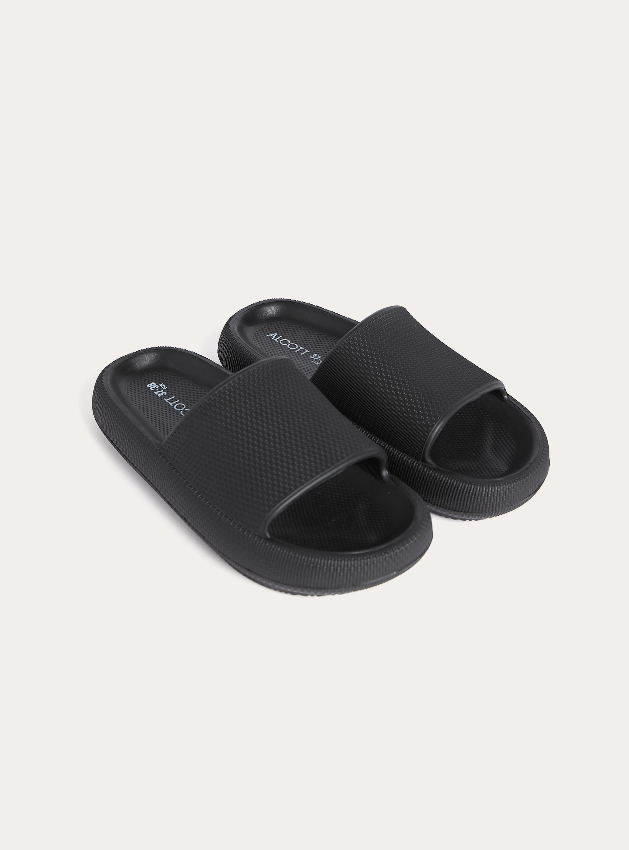 Claquettes Slide en Caoutchouc Souple, BK1 BLACK