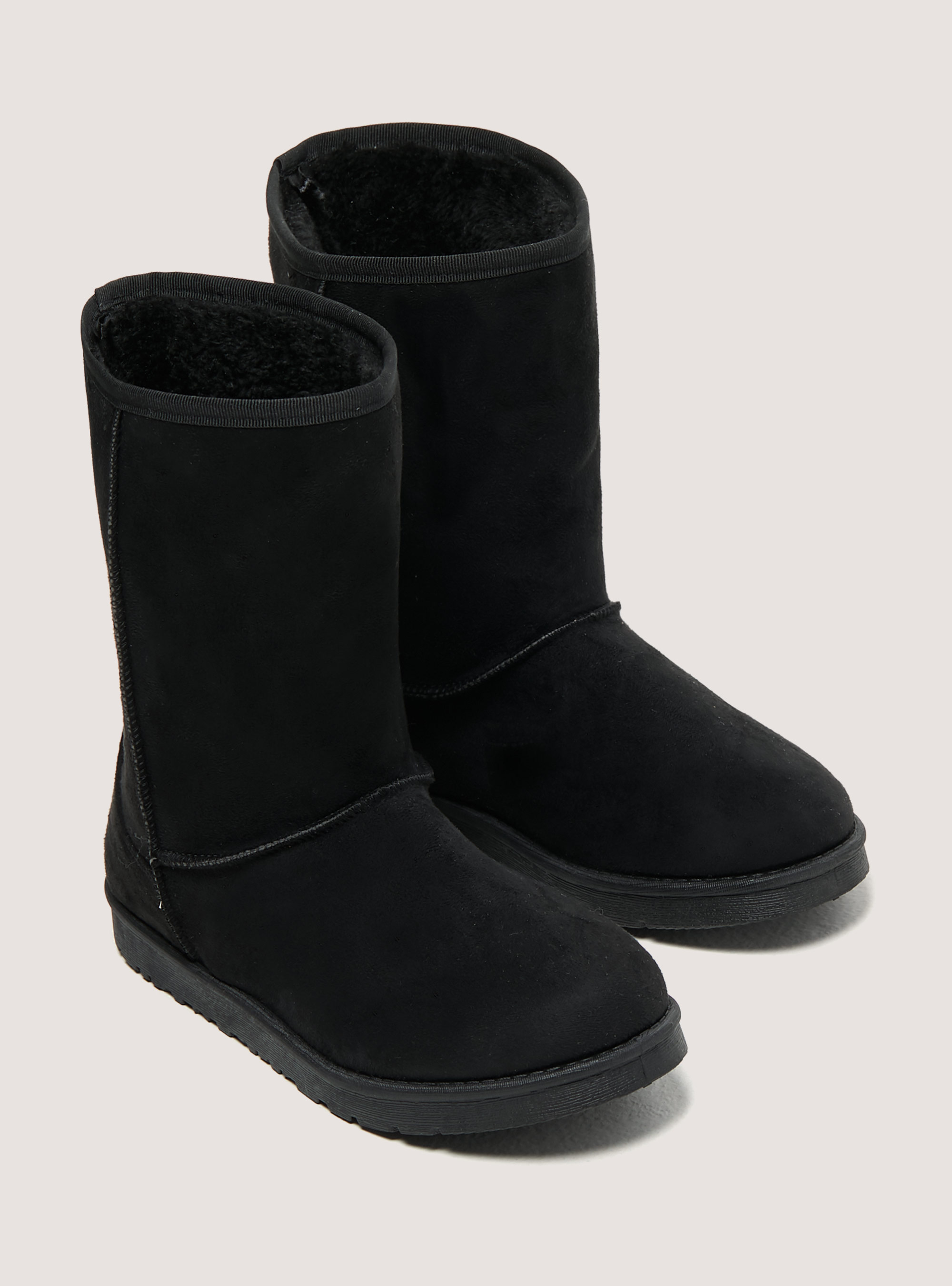 Bottines en daim avec intérieur en fausse fourrure, C101 BLACK