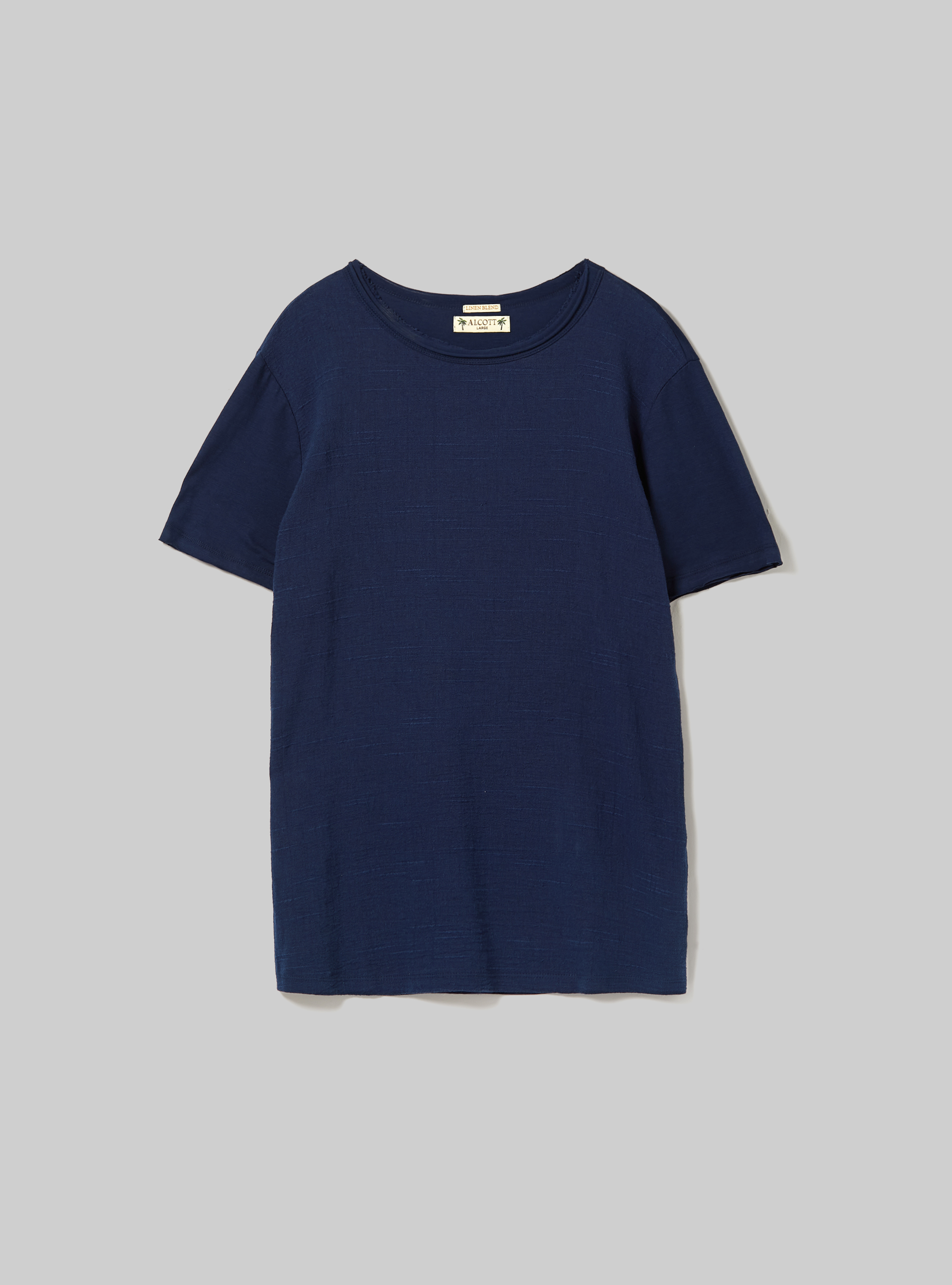 Maglietta in misto lino in tessuto fiammato, NA1 NAVY DARK