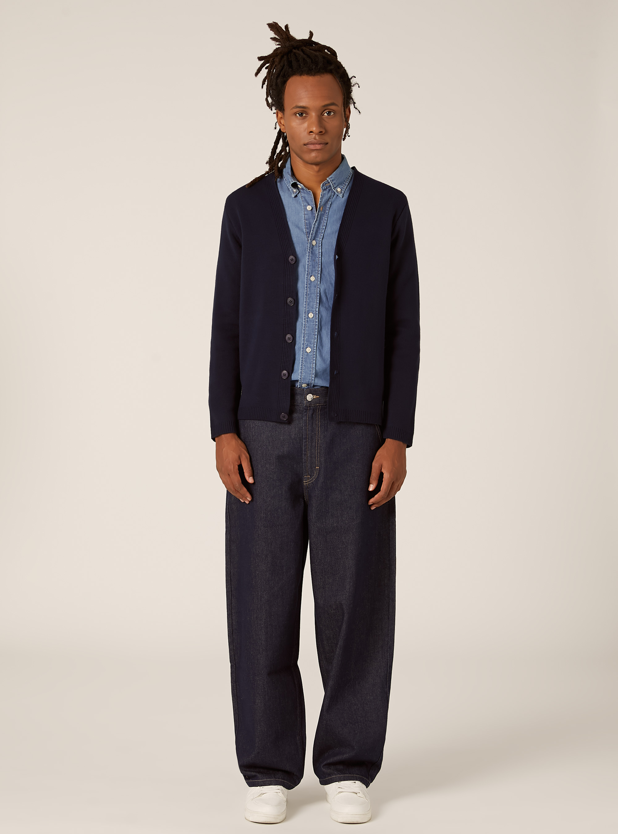 Knitted cardigan with V-neck, NA1 NAVY DARK