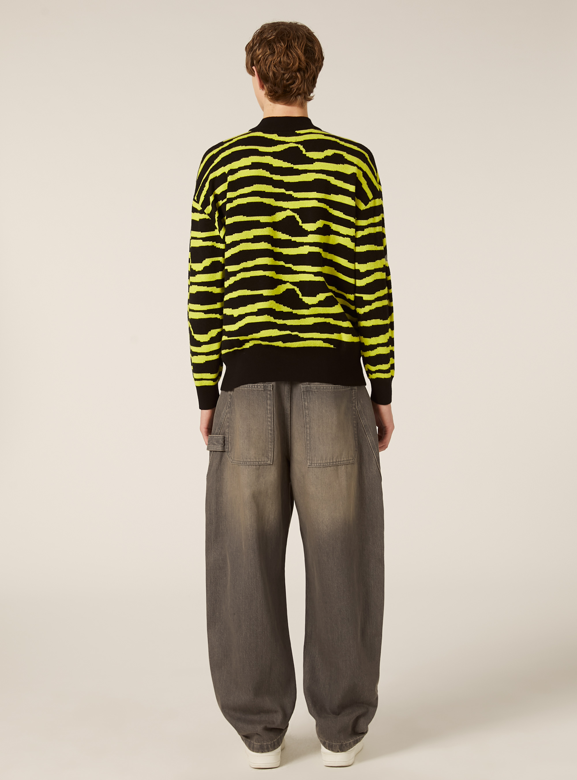 Pullover girocollo zebrato, BK1 BLACK