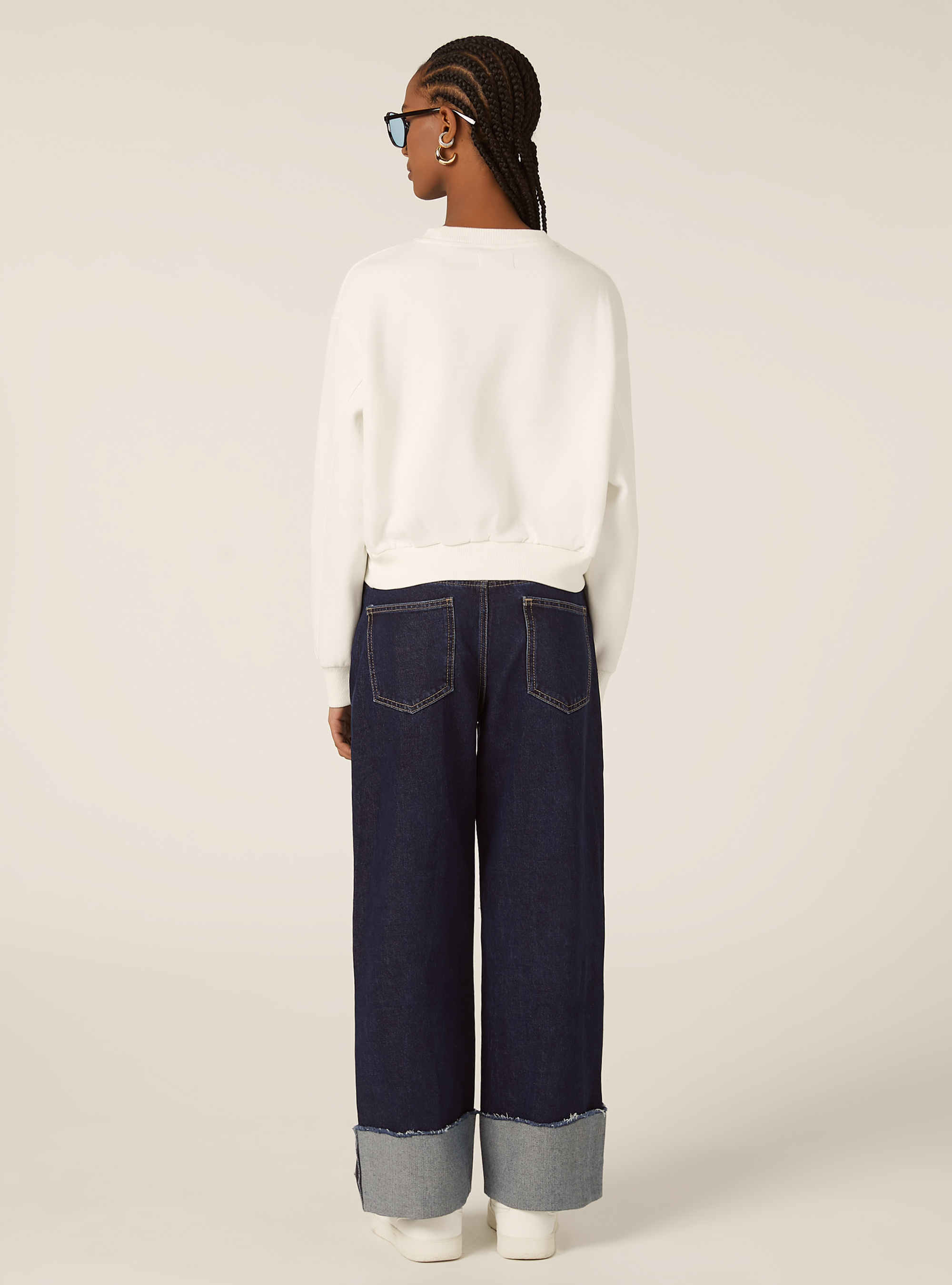 Boxy fit sweatshirt with print, WH2 WHITE