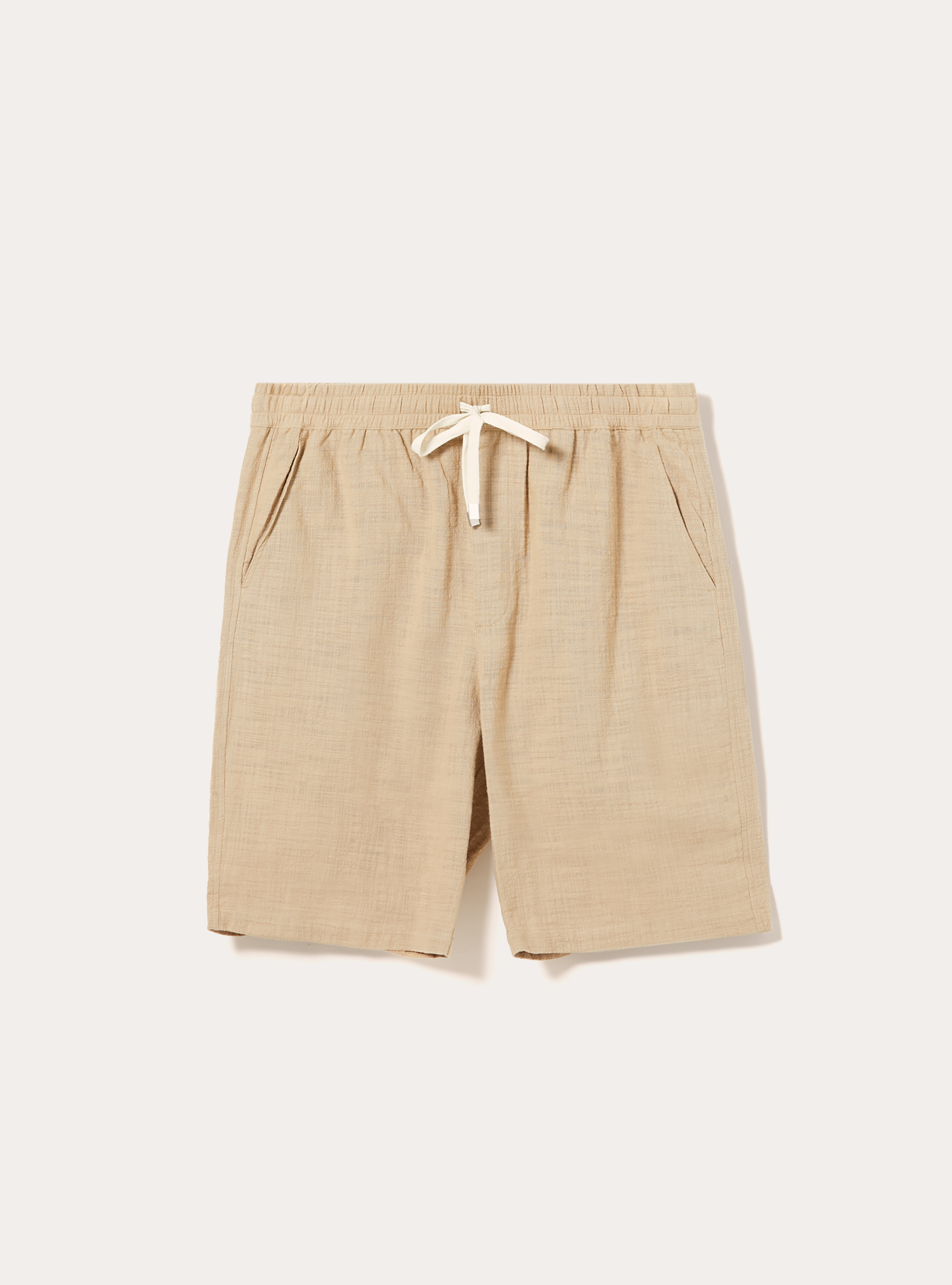 Cotton bermuda shorts with elastic waistband, BG1 BEIGE DARK