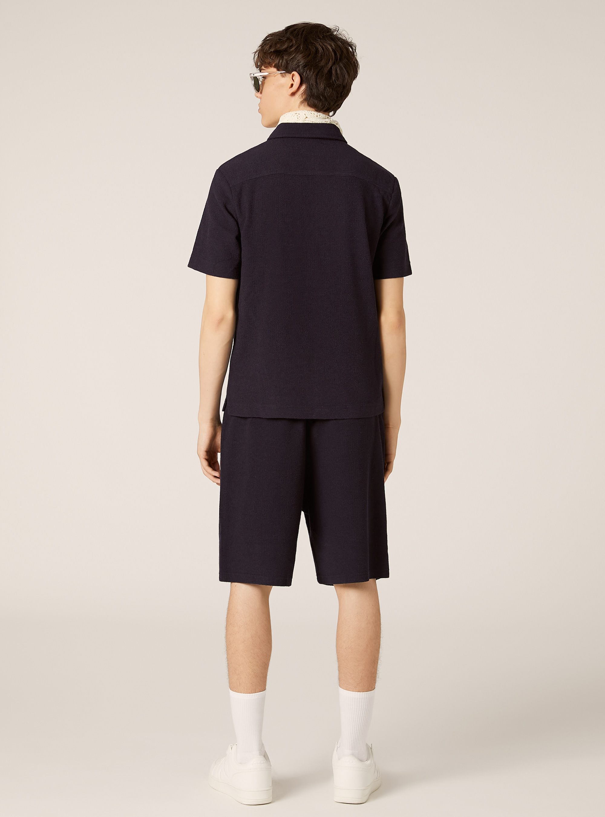 Short-sleeved shirt with texture, NA1 NAVY DARK