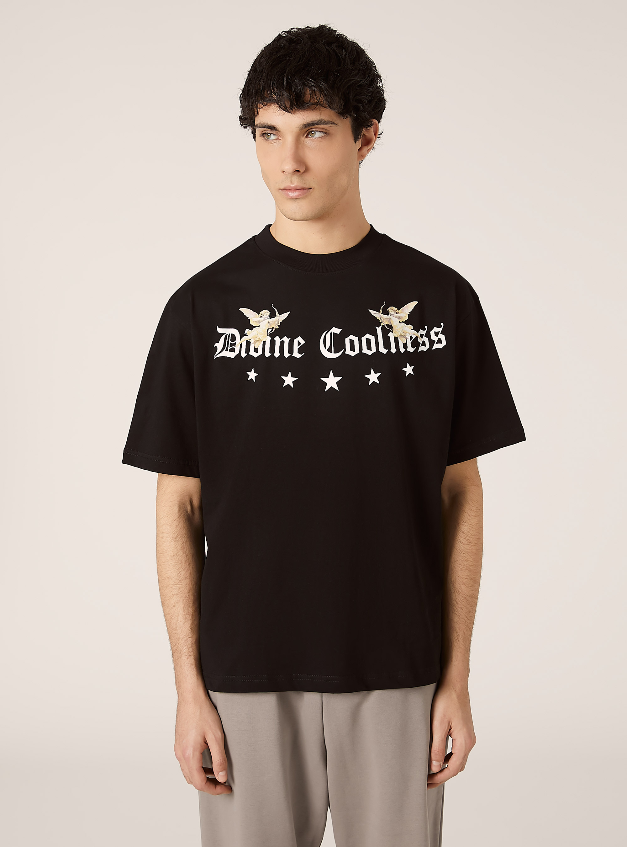 Camiseta boxy fit con estampado, BK1 BLACK