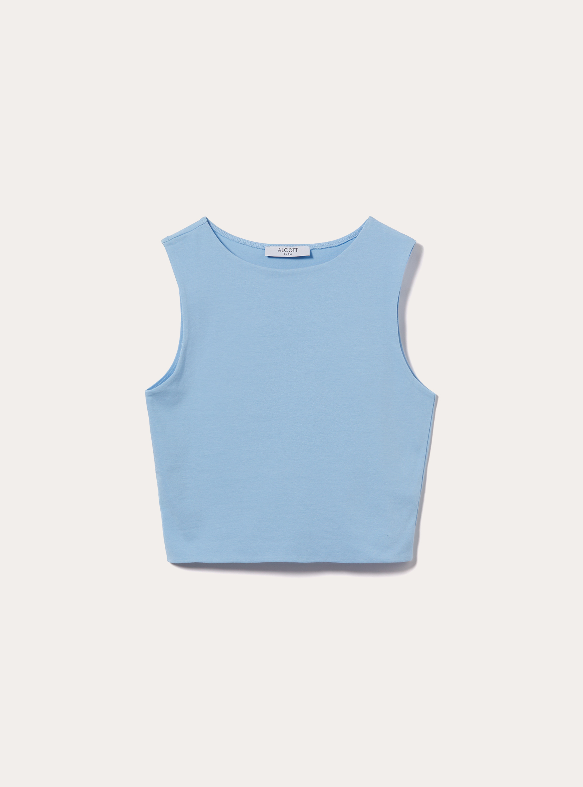 Canotta basica in jersey elasticizzato crop fit, AZ2 AZURE MEDIUM