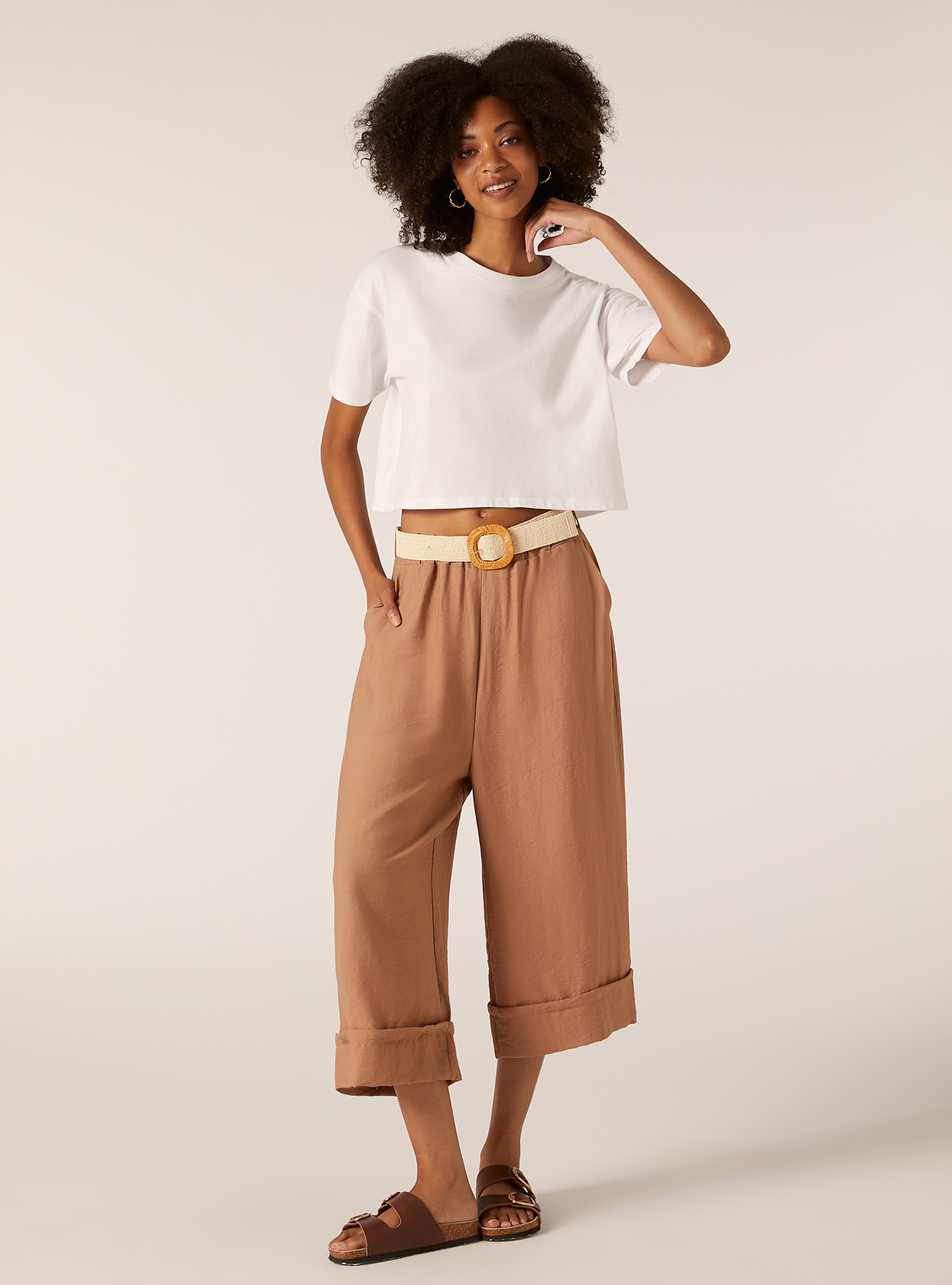 Lightweight trousers with belt, TB2 TOBACCO MEDIUM