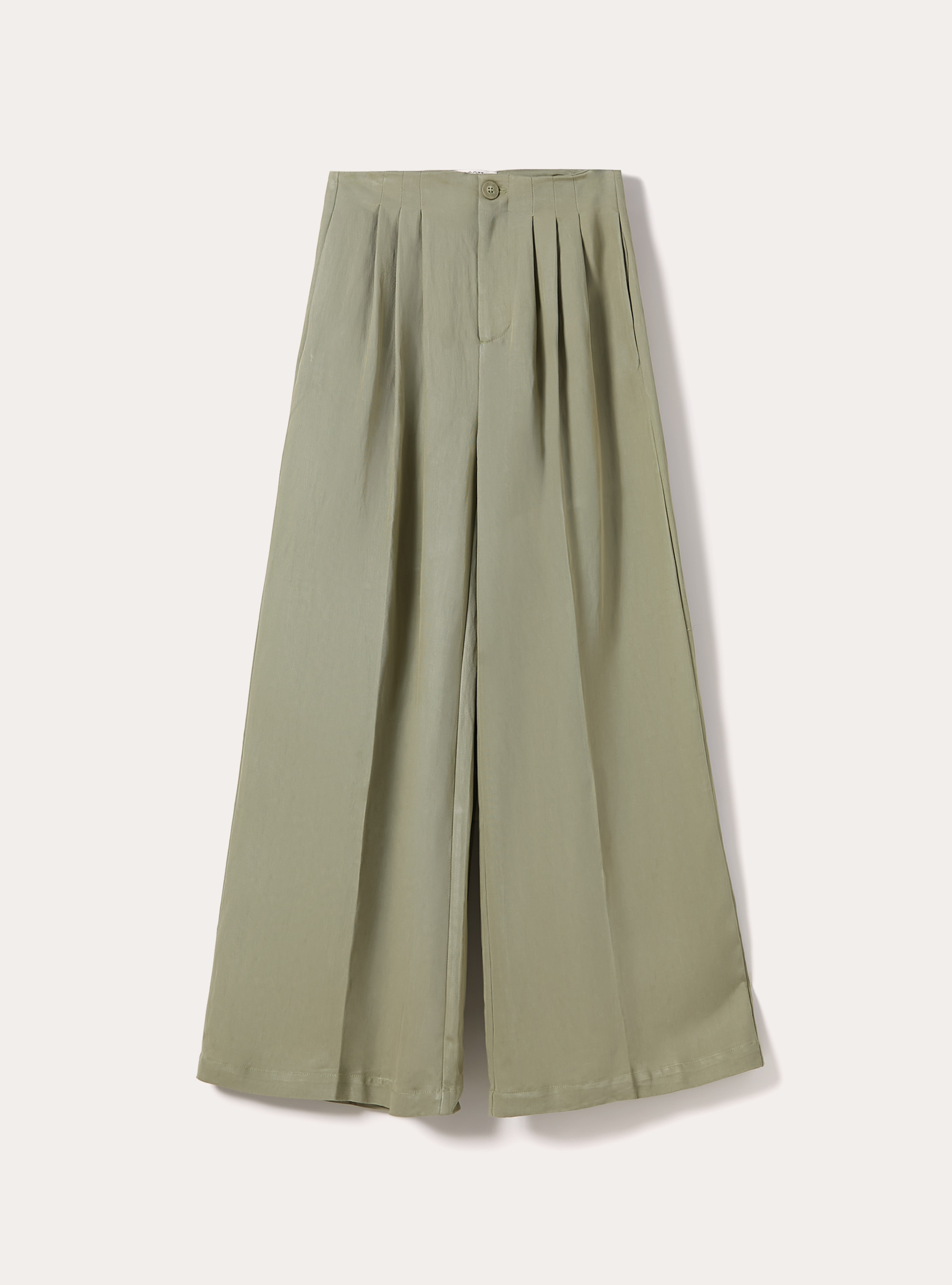 Pantaloni wide leg con pence, GN3 GREEN LIGHT