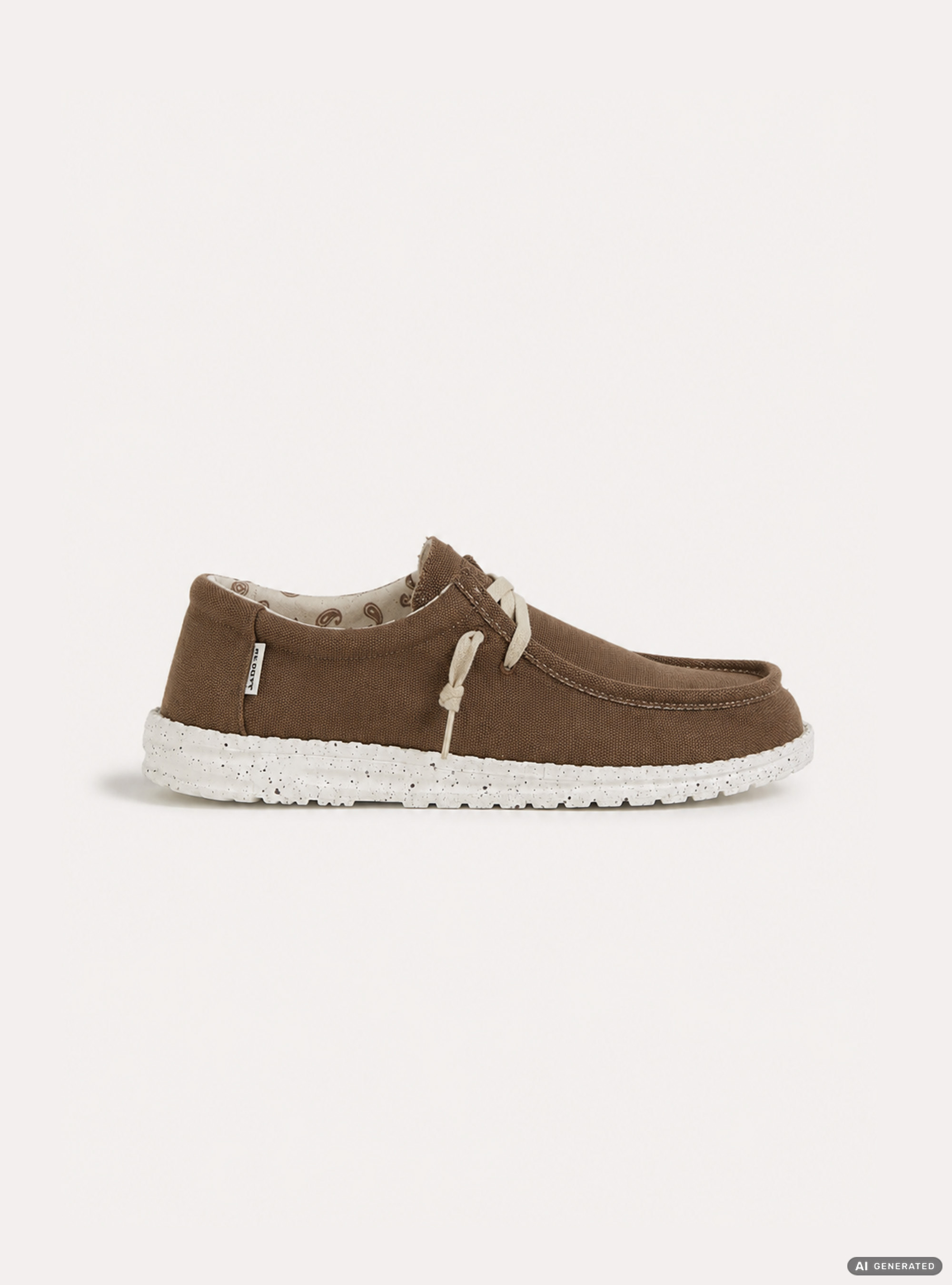Zapatos Mocas&iacute;n de Lona con Cordones, BR2 BROWN MEDIUM