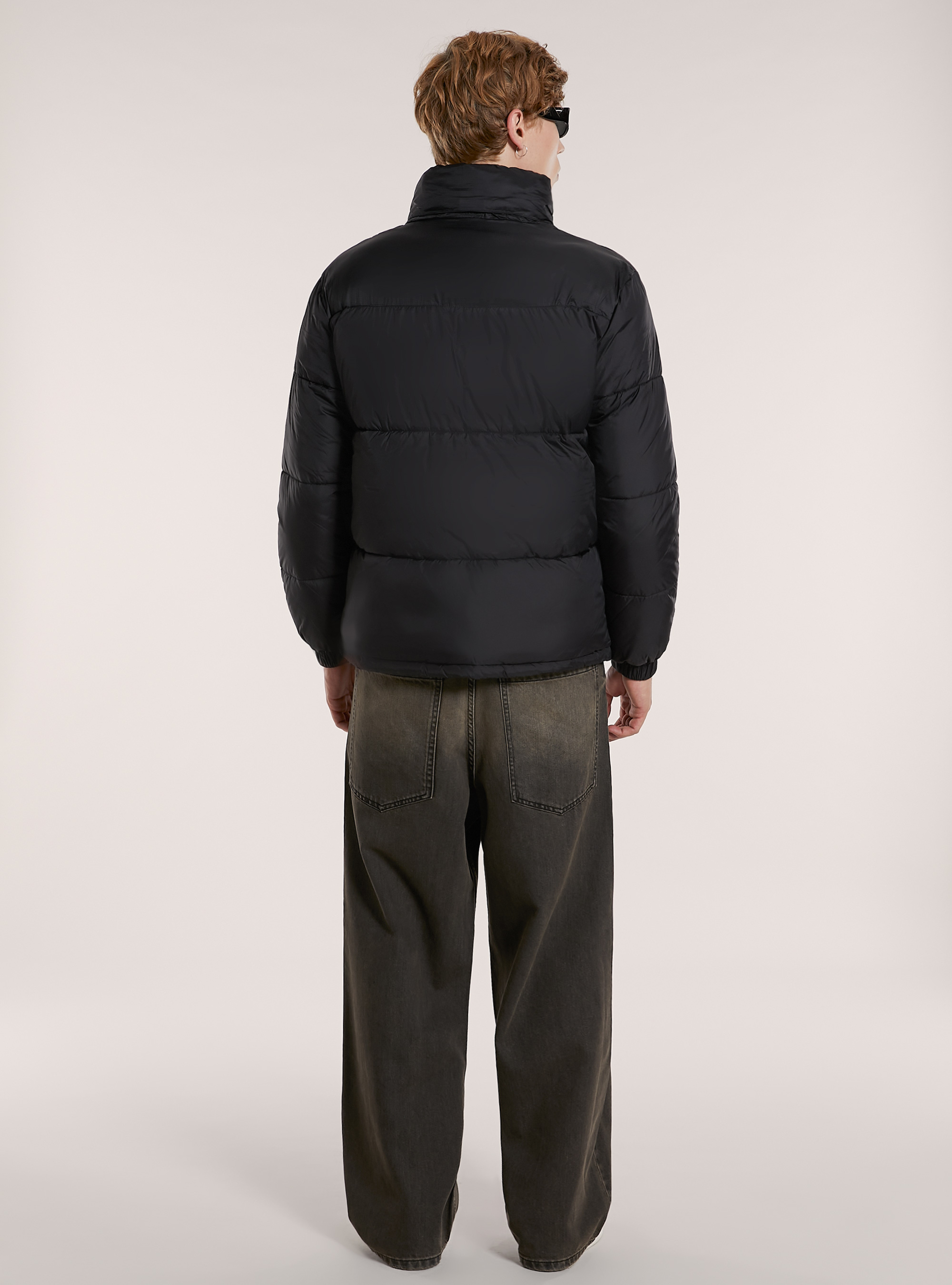 Padded down jacket in ripstop fabric, BK1 BLACK