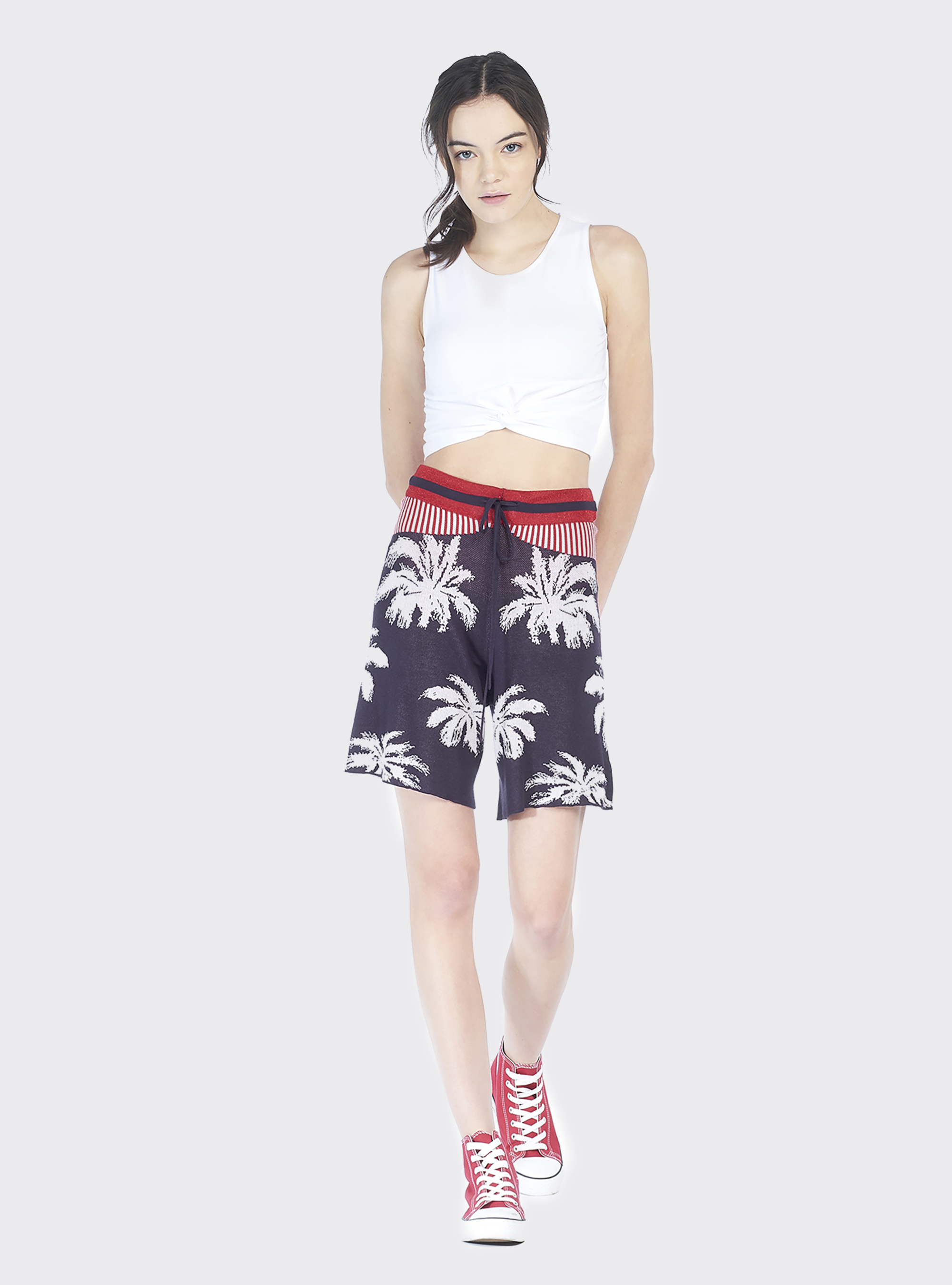 Short con stampa palme, MULTICOLOR