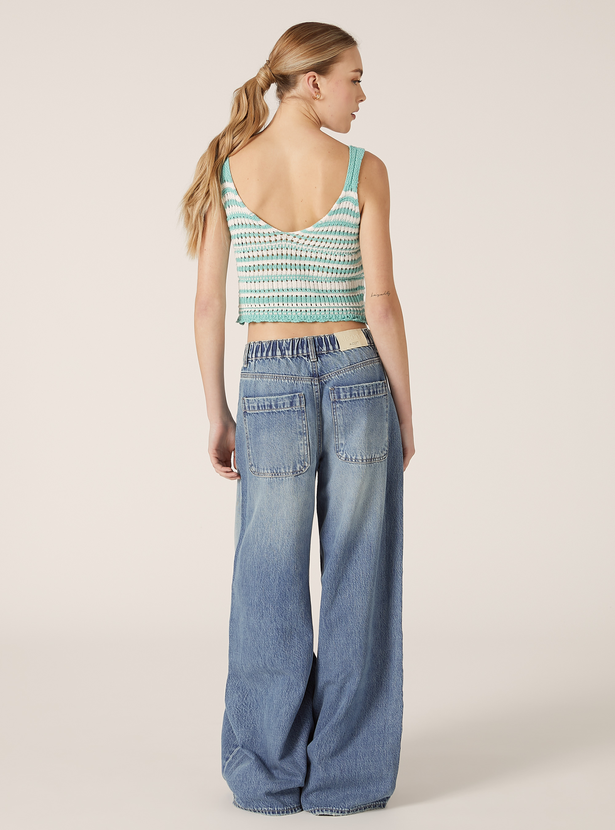 Striped knitted top, GA2 AQUA GREEN MED