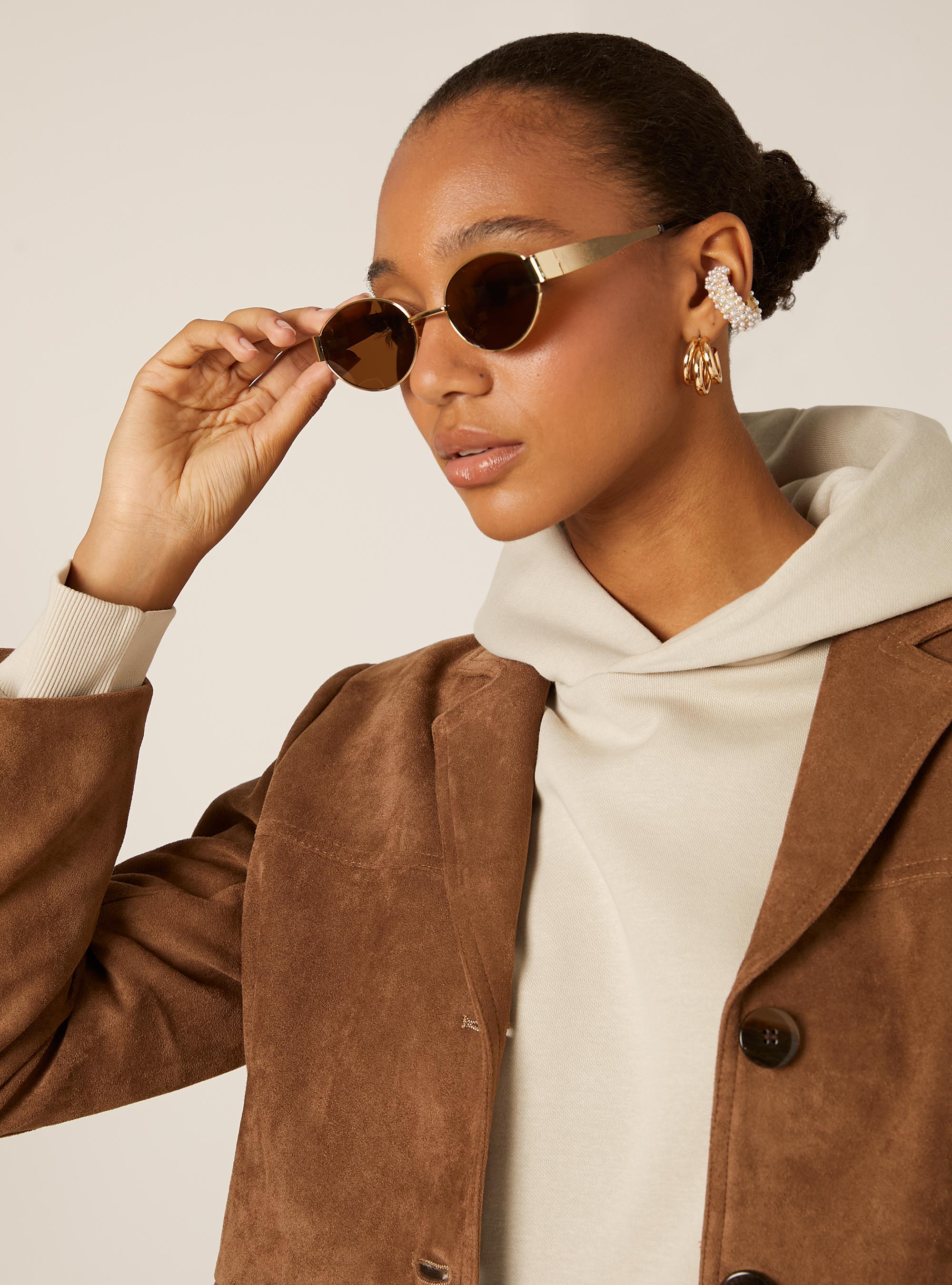 Suede jacket with buttons, TB2 TOBACCO MEDIUM