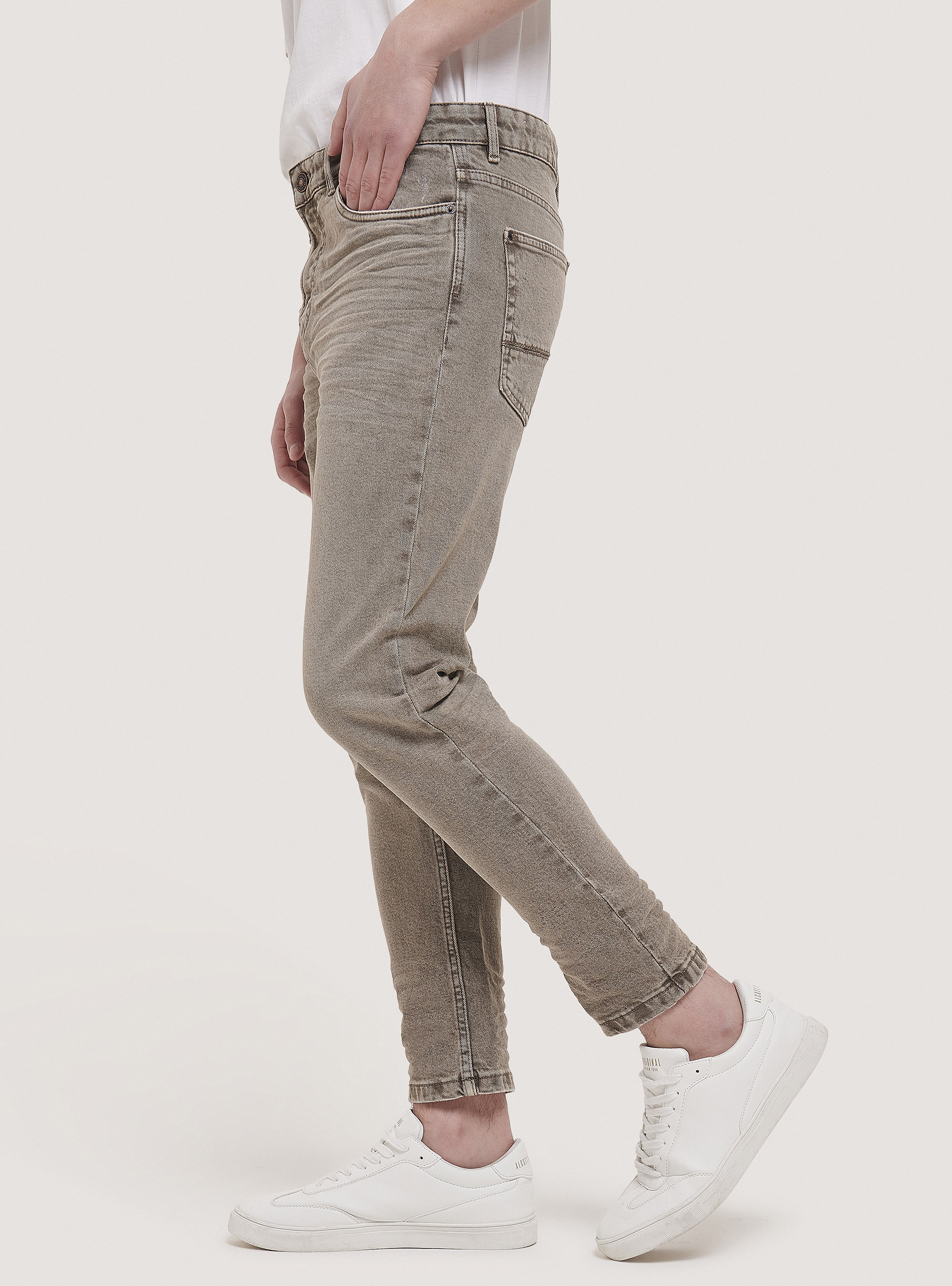 Stretch twill cotton trousers, C524 L.BROWN
