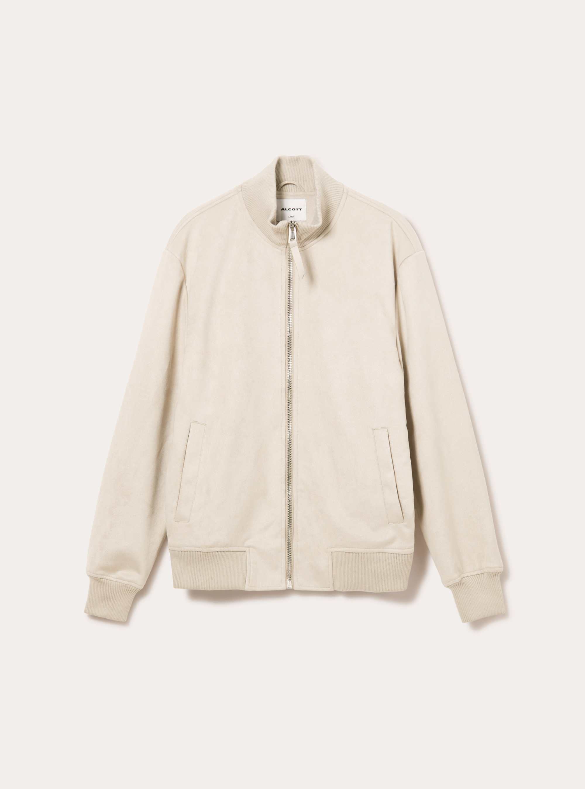 Suede-effect bomber jacket, CR3 CREAM LIGHT