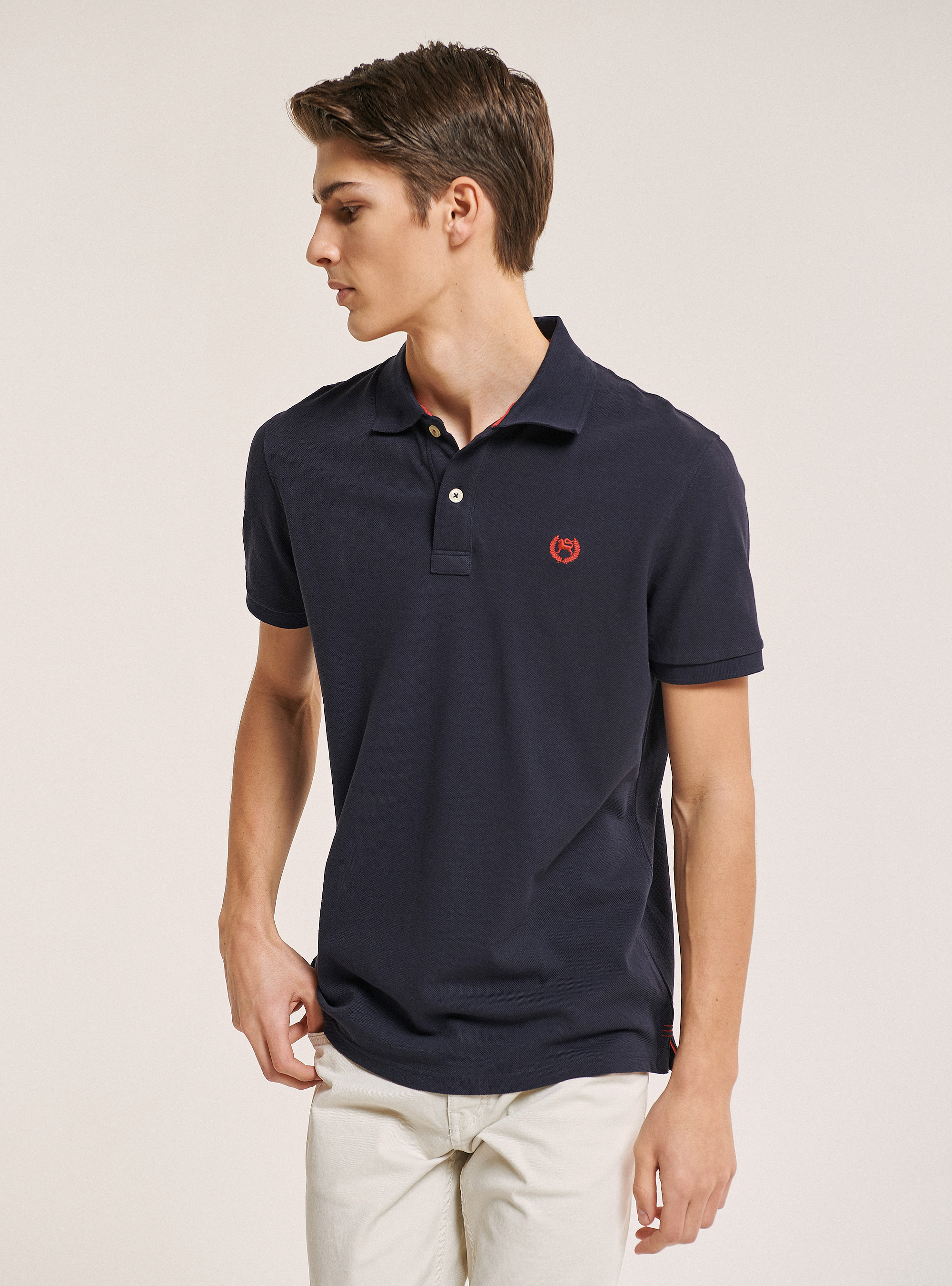 Polo in cotone piquet, BLU MARINO