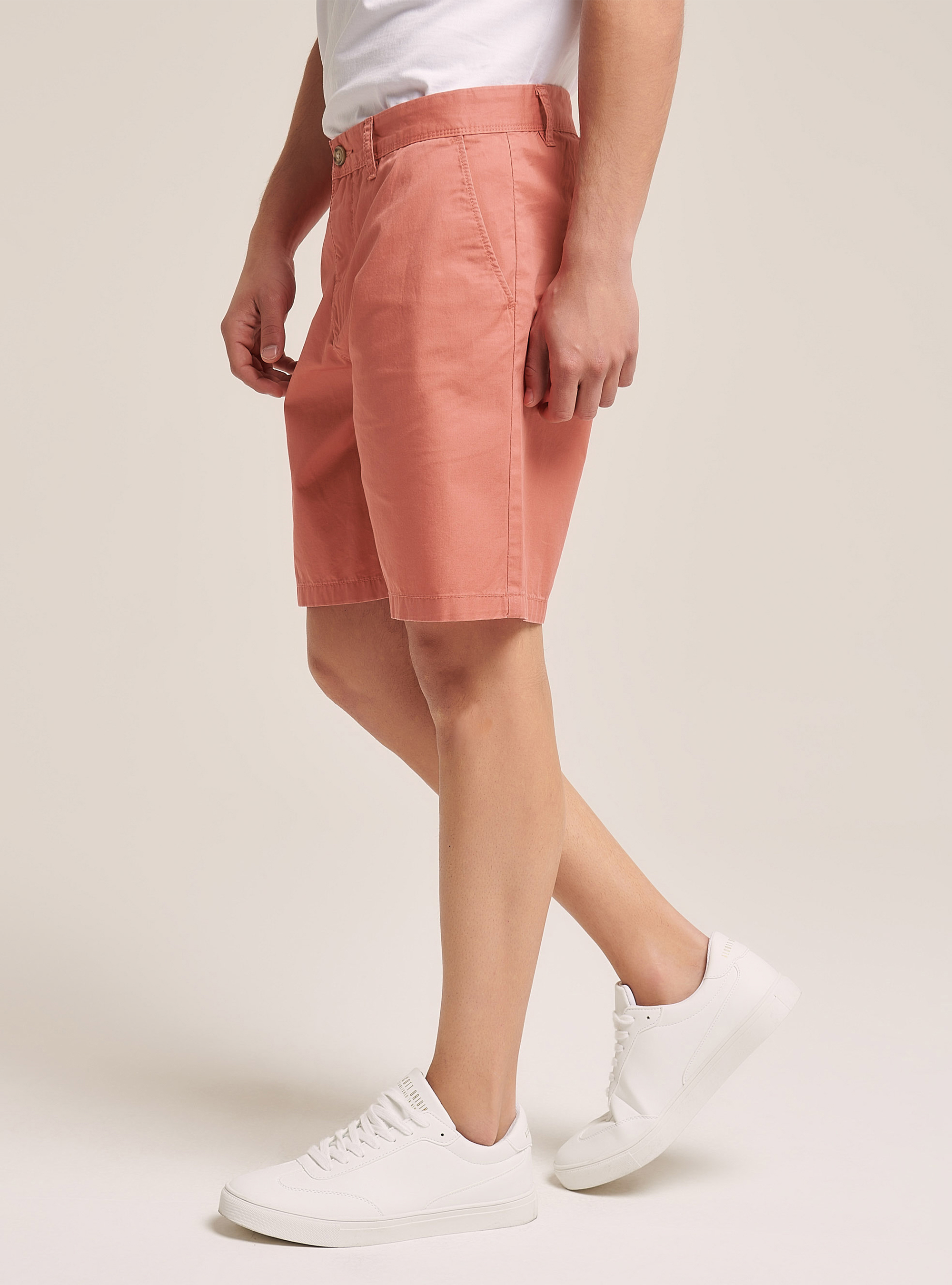 Plain Fit Twill Bermuda Shorts, PK2 PINK MEDIUM
