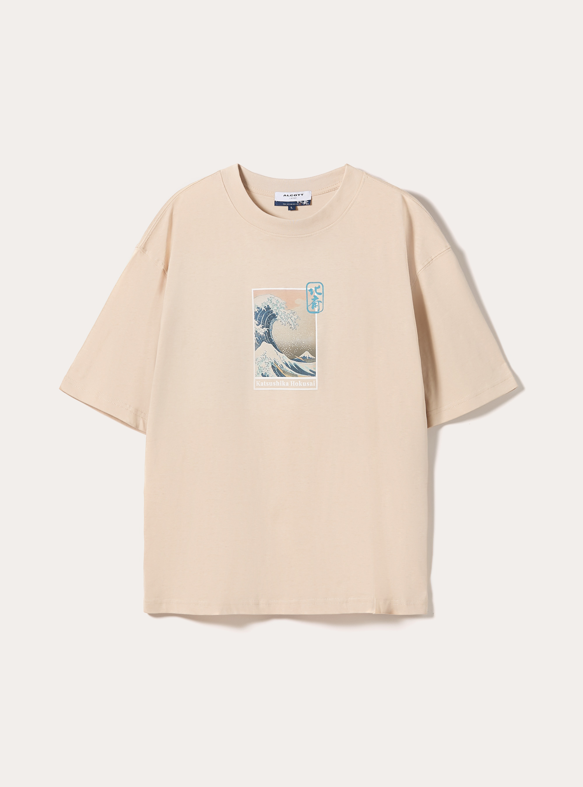 T-shirt coupe carr&eacute;e Katsushika Hokusai / Alcott, BG3 BEIGE LIGHT