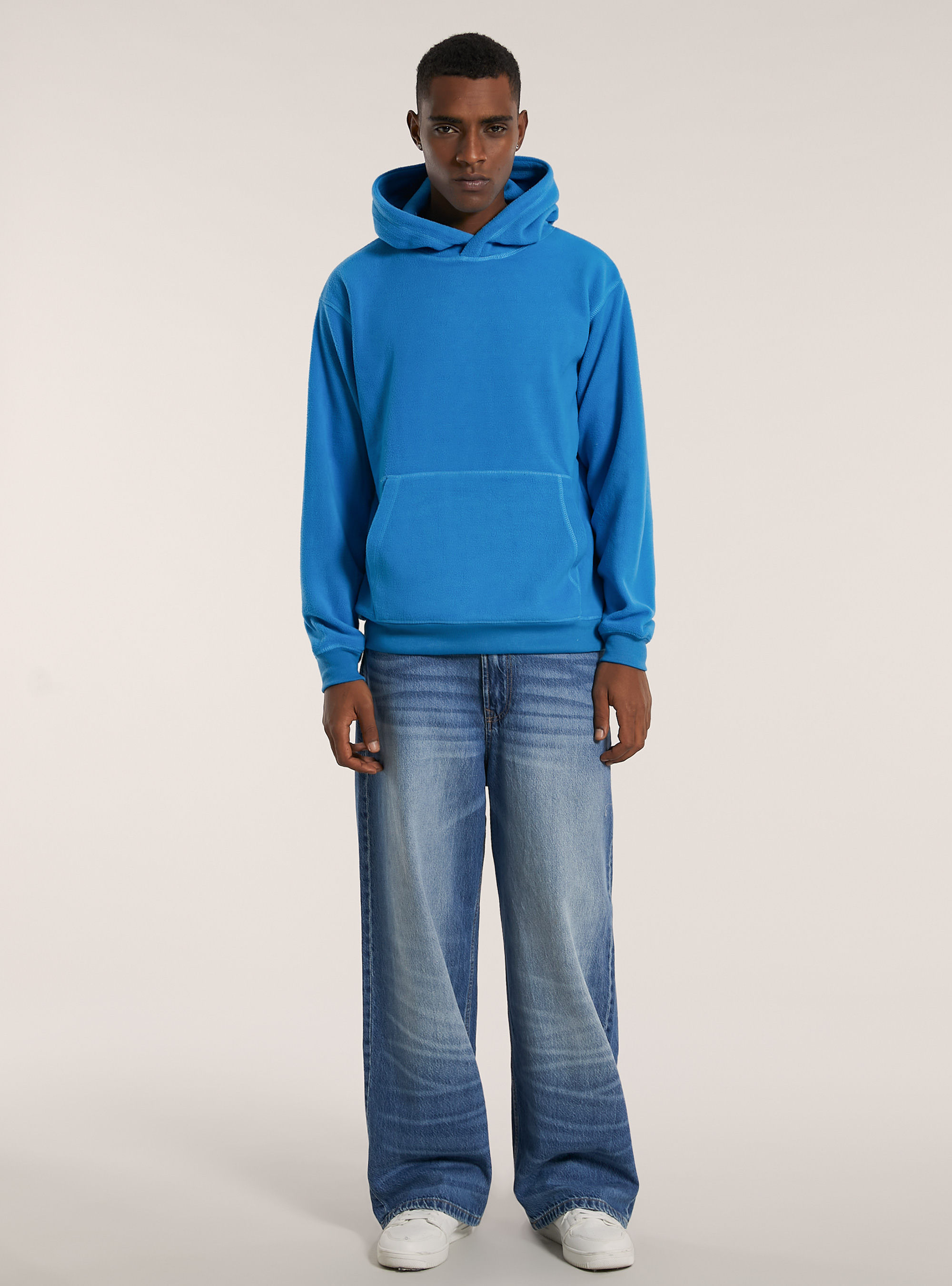 Felpa in polar fleece con cappuccio, AZ2 AZURE MEDIUM