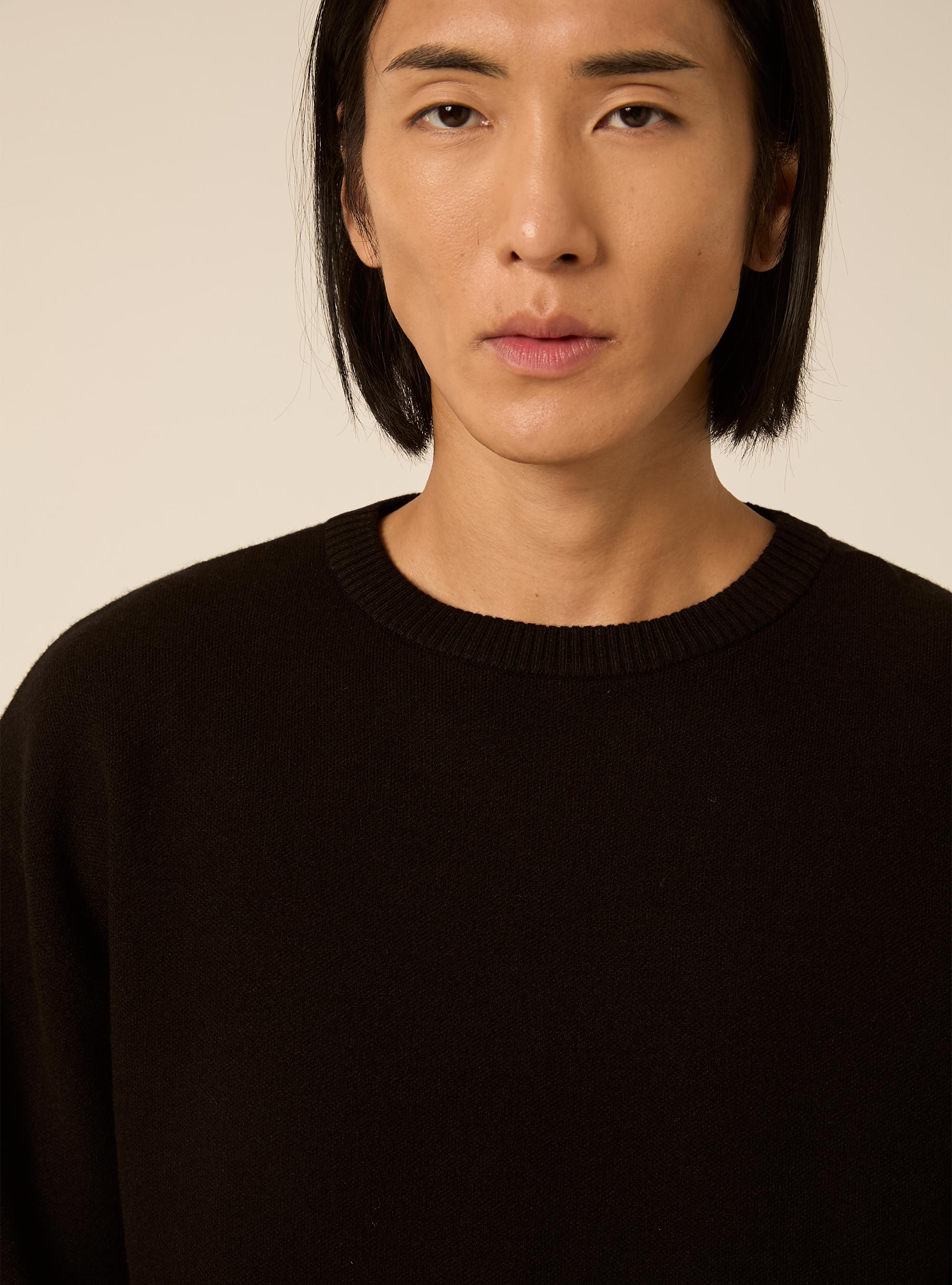 Pullover boxy fit morbido, NERO