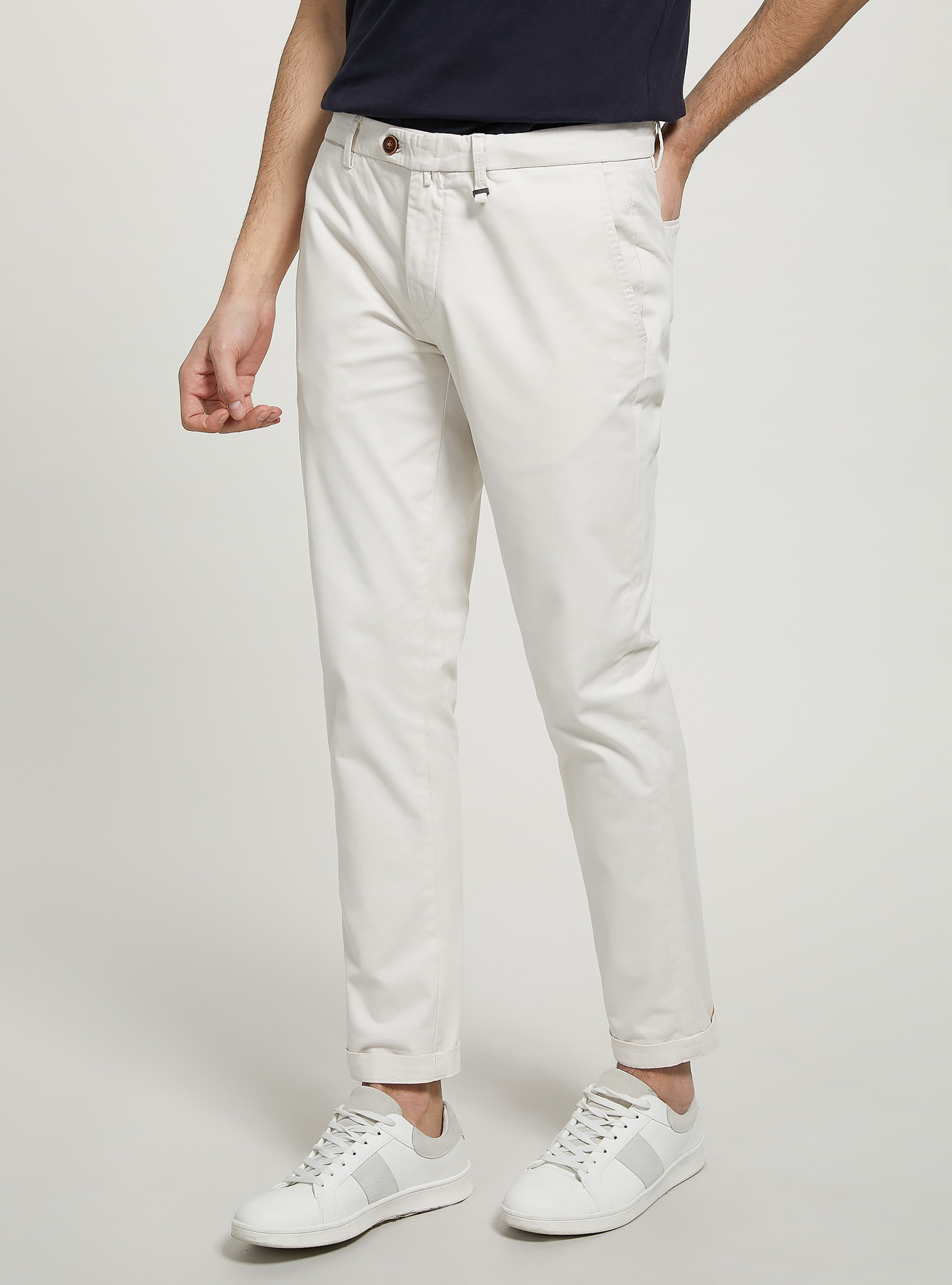 Stretch cotton twill chinos, WH1 OFF WHITE