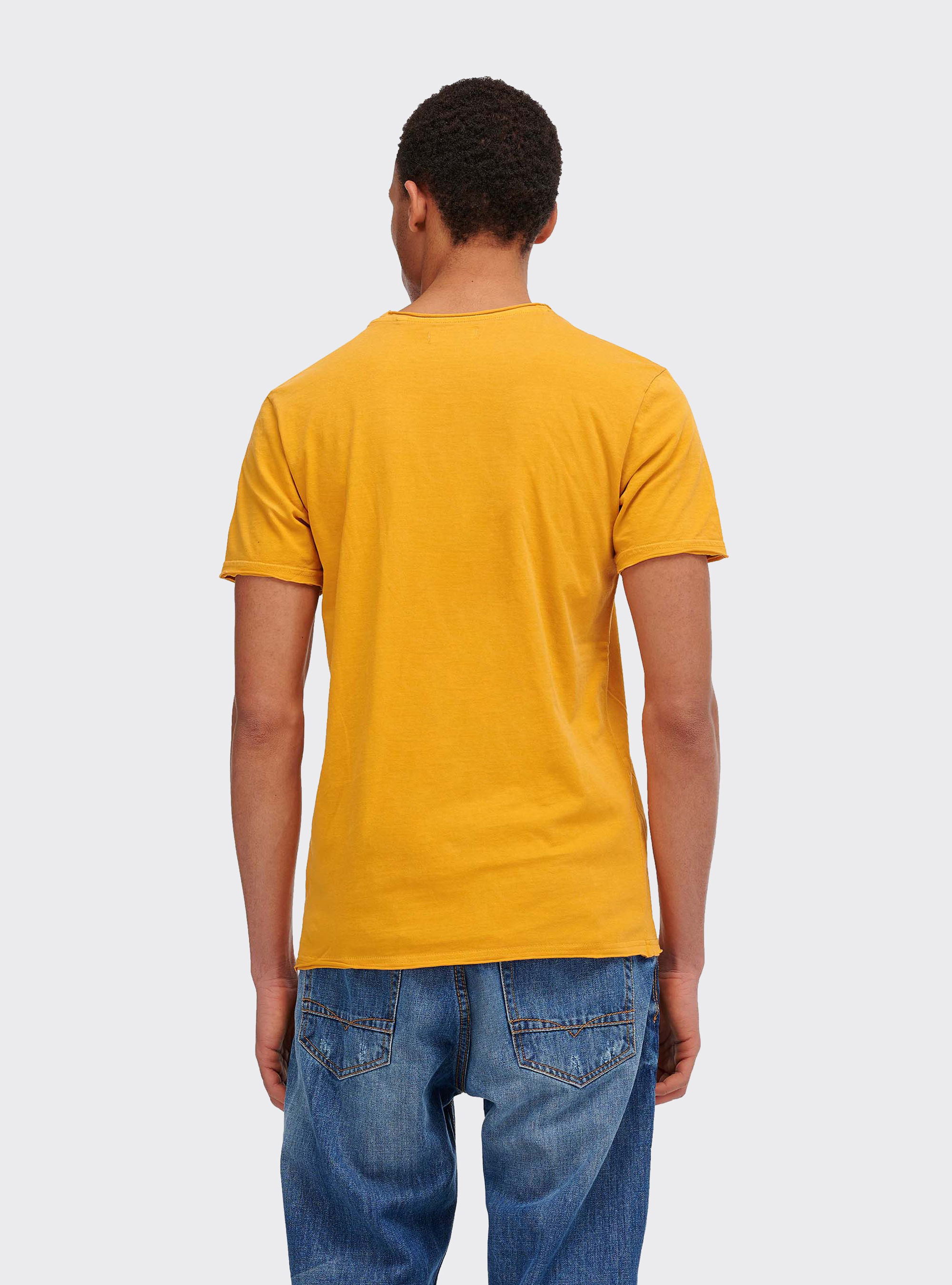 Maglietta tinta unita taglio vivo, SENAPE