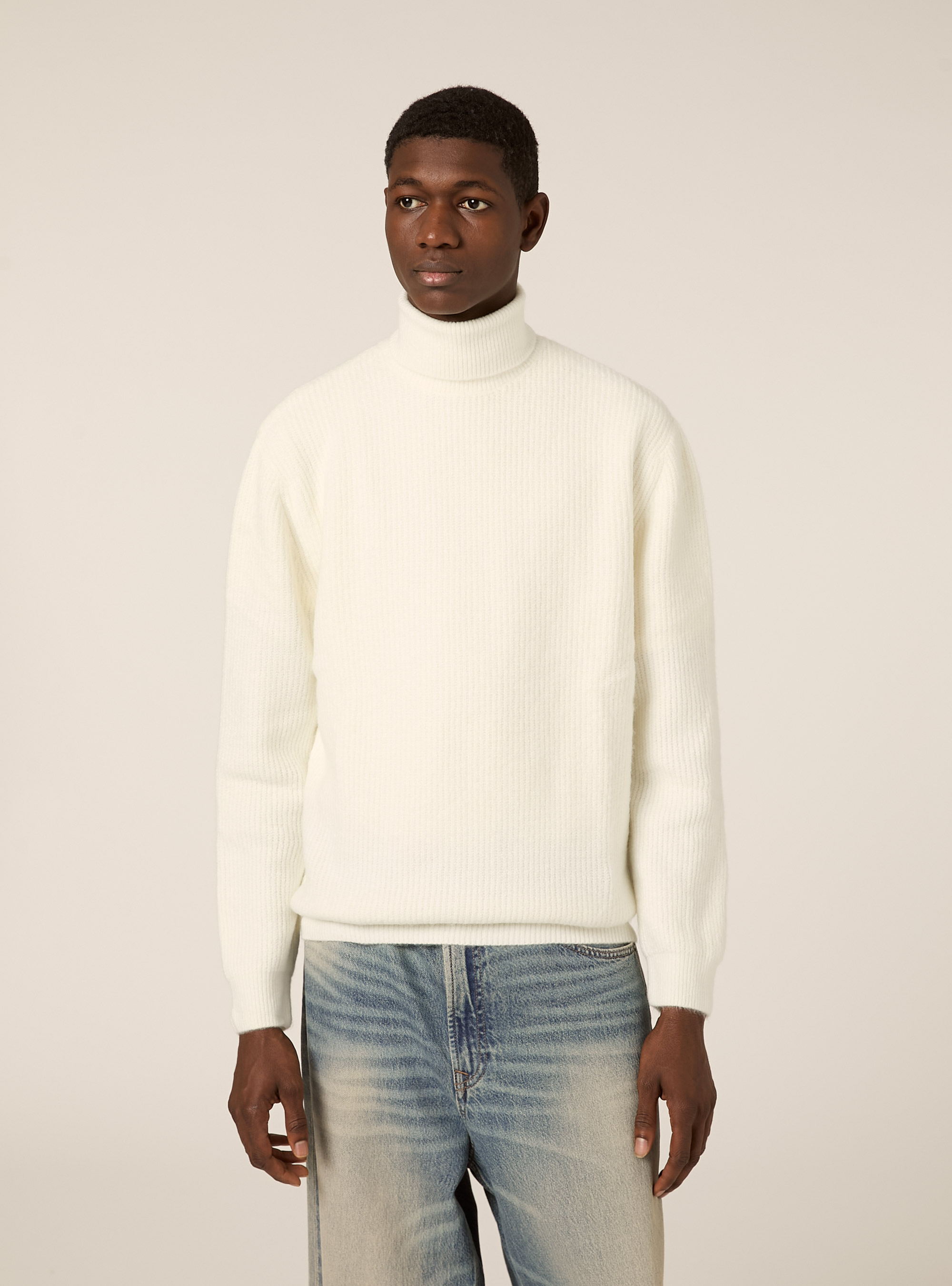 Maglia collo alto costa inglese, WH2 WHITE