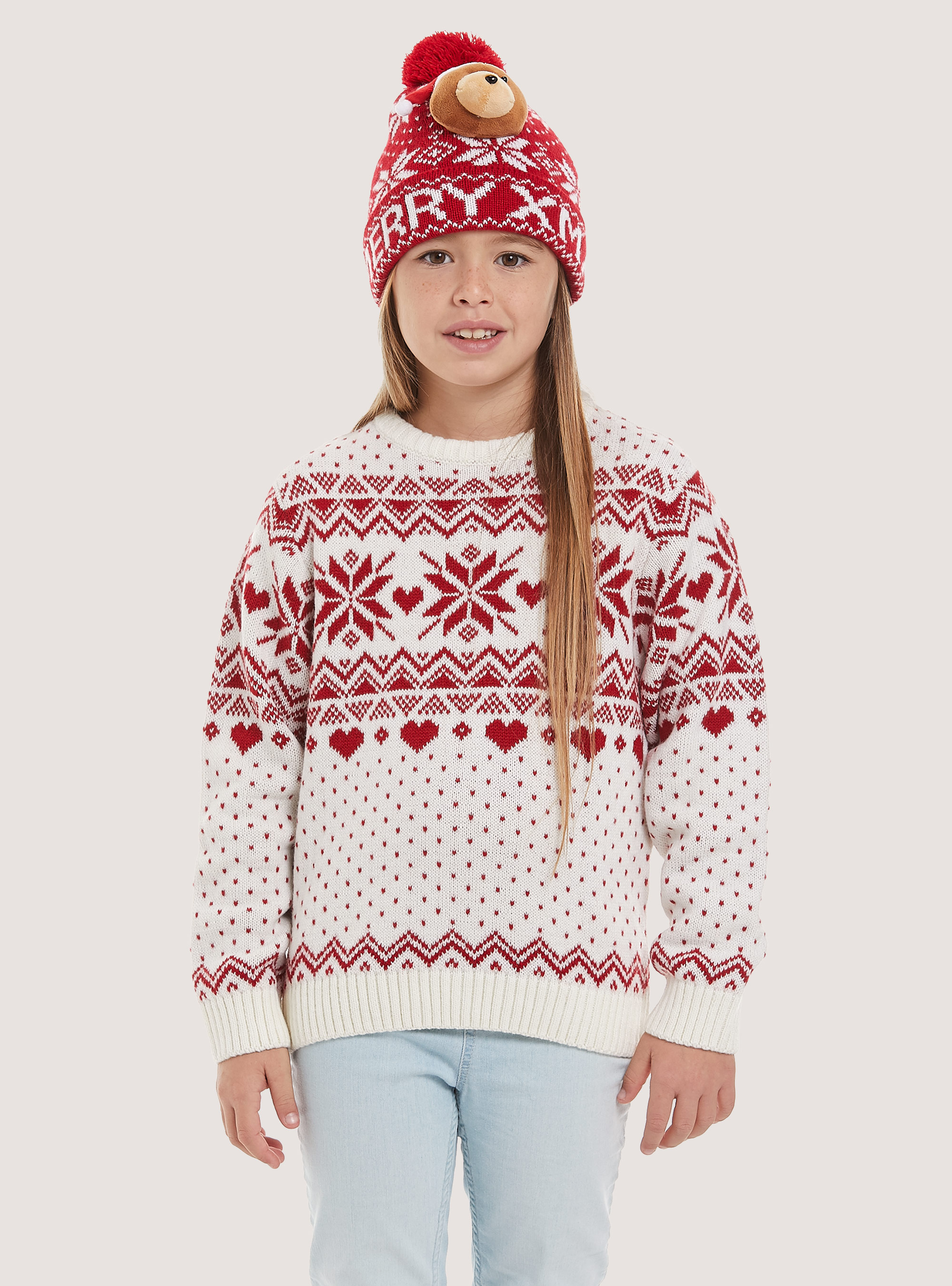 Colección Familiar de Navidad Mini Me Pullover, WH2 WHITE