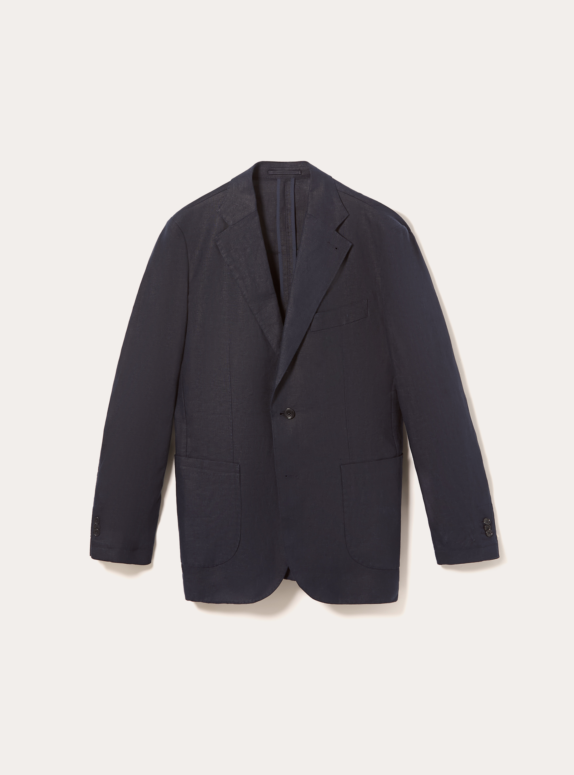 Single-breasted pure linen jacket, NA1 NAVY DARK