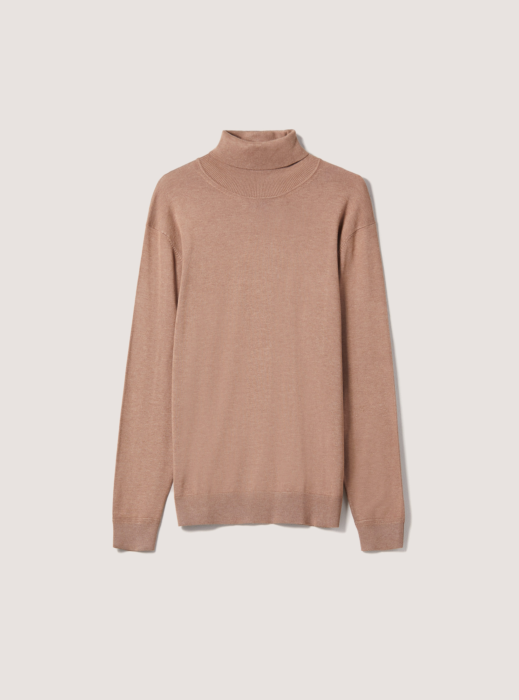 Plain-coloured turtleneck pullover, MBG3 BEIGE MEL LIGHT