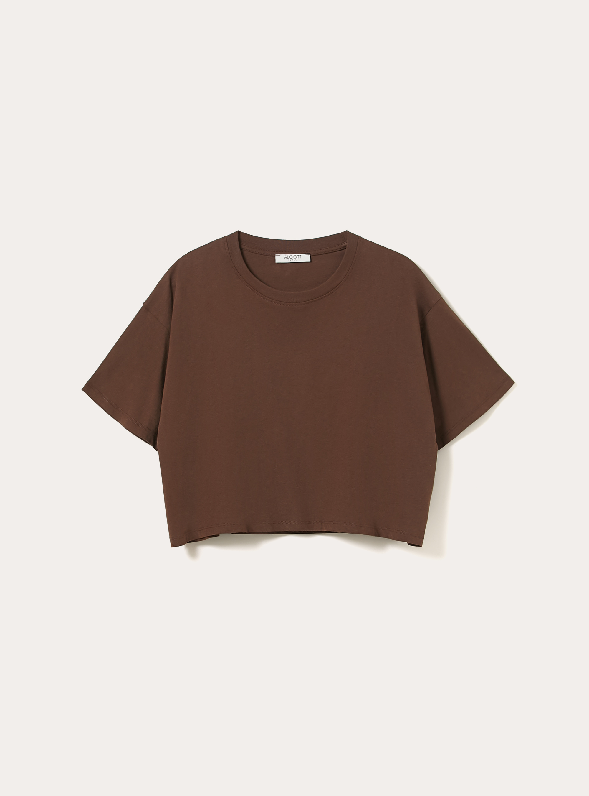 T-shirt crop over tinta unita, BR2 BROWN MEDIUM