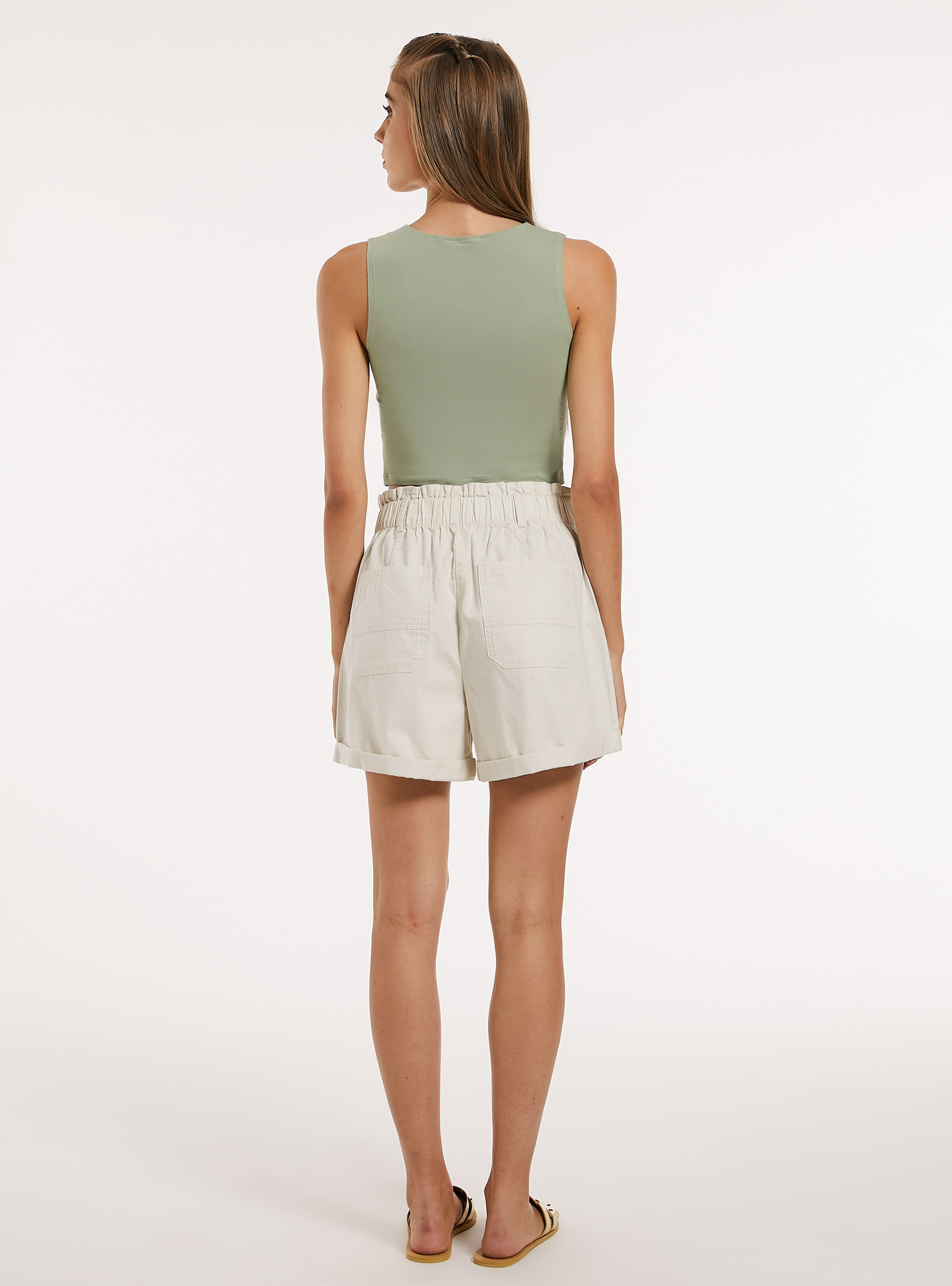 Canotta basica in jersey elasticizzato crop fit, GN2 GREEN MEDIUM