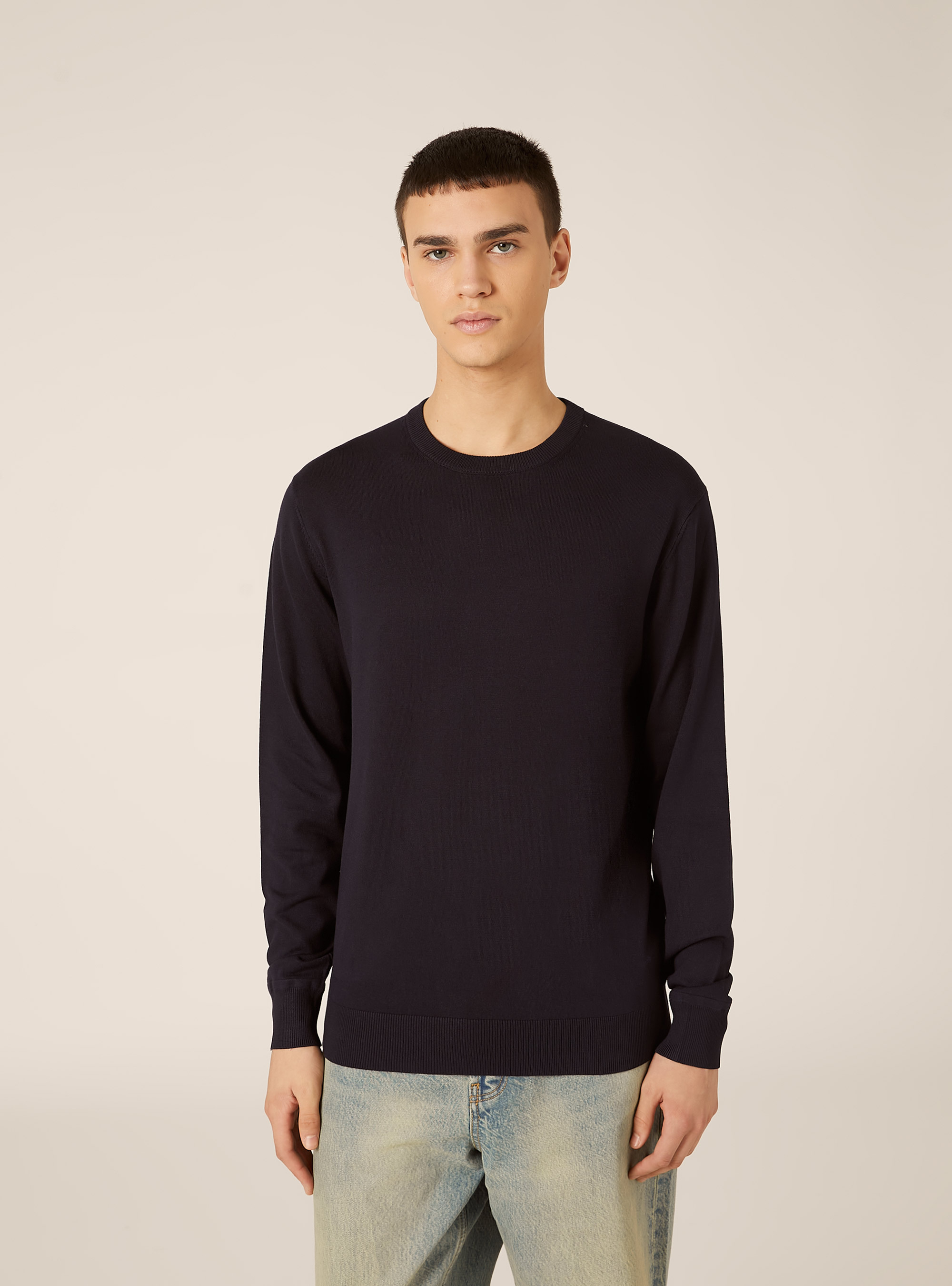 Pullover girocollo in viscosa sostenibile Ecovero, NA1 NAVY DARK