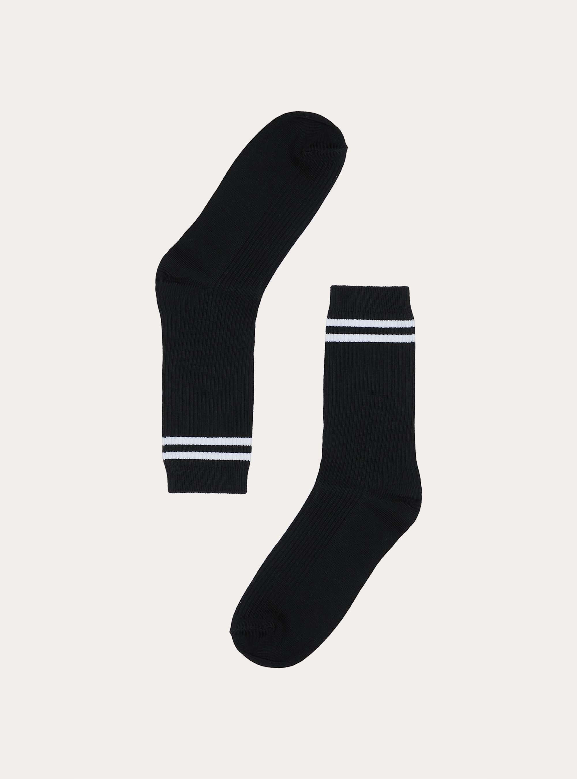 Calzino alto con righe unisex, BK1 BLACK