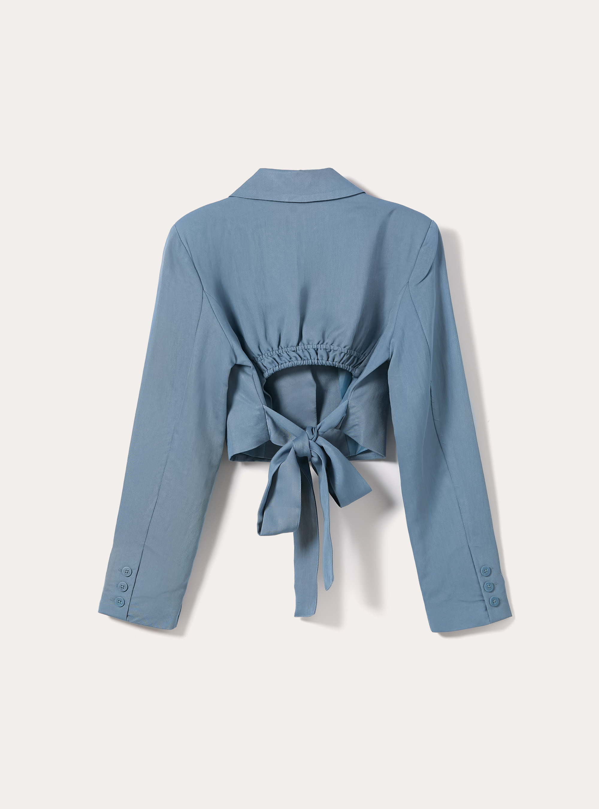 Giacca cropped con fiocco, AZ2 AZURE MEDIUM