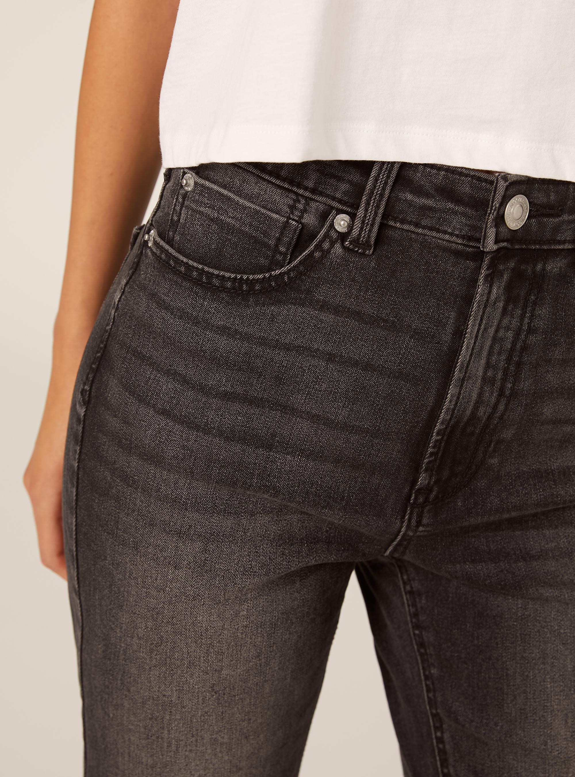 High-waisted flare jeans, D000 BLACK