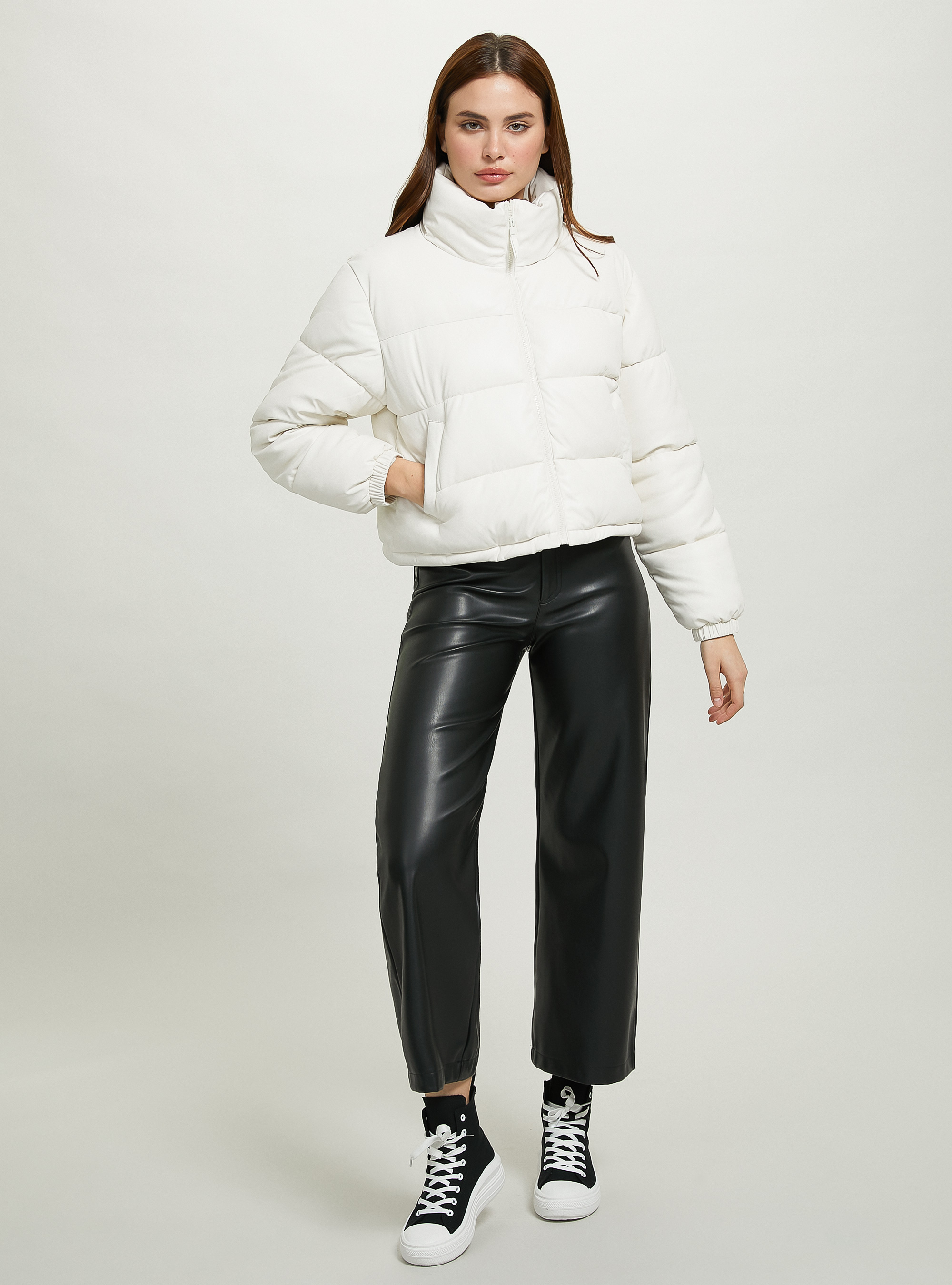 Cropped leather-effect jacket, WH2 WHITE