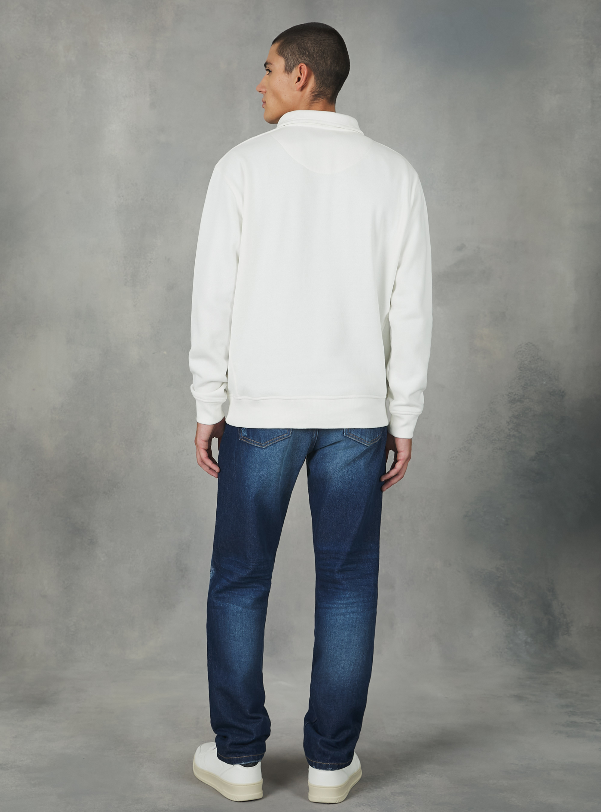 Plain-coloured half-neck sweatshirt, WH2 WHITE