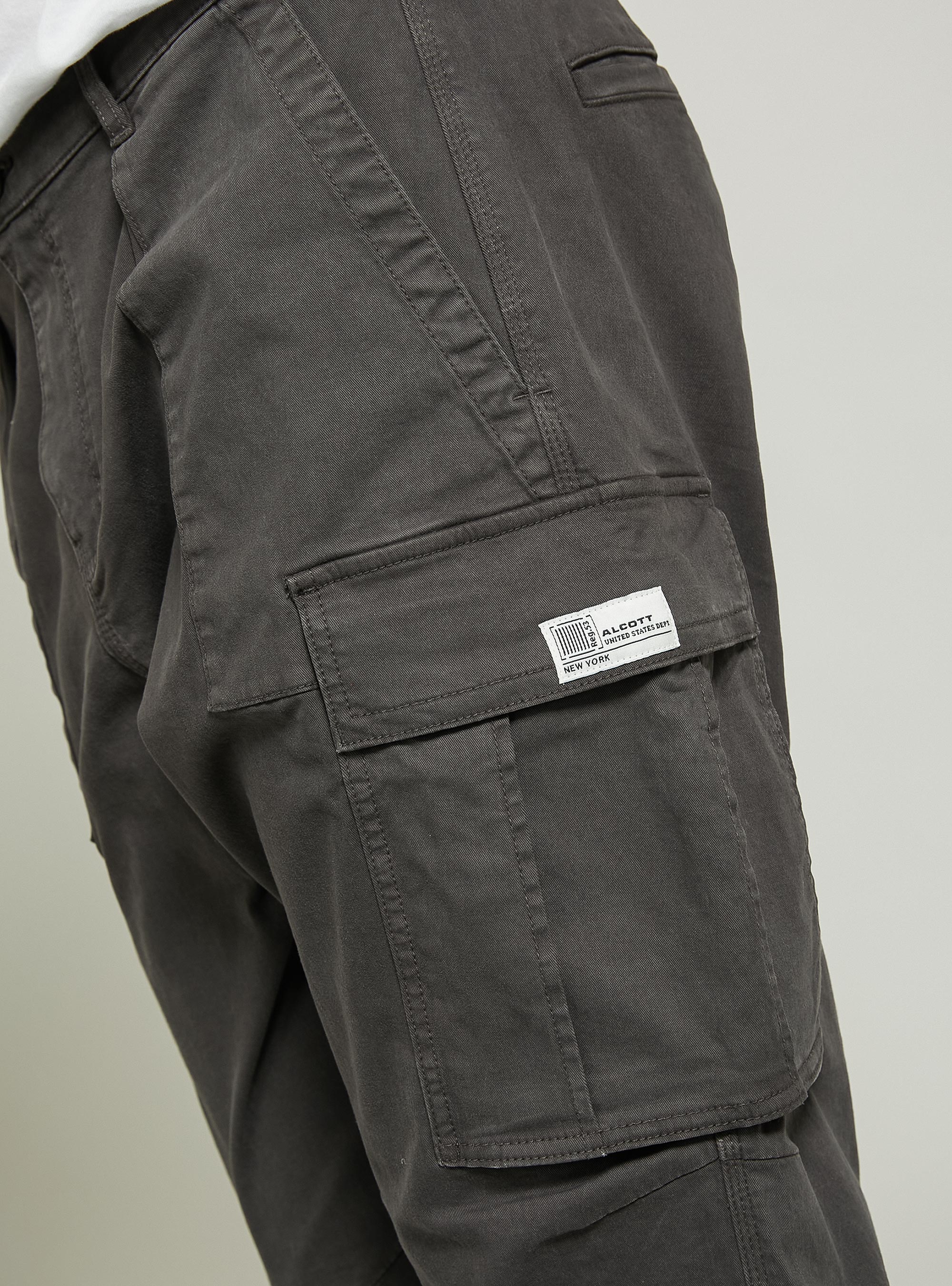 Pantaloni cargo relaxed in twill stretch, GY2 GREY MEDIUM