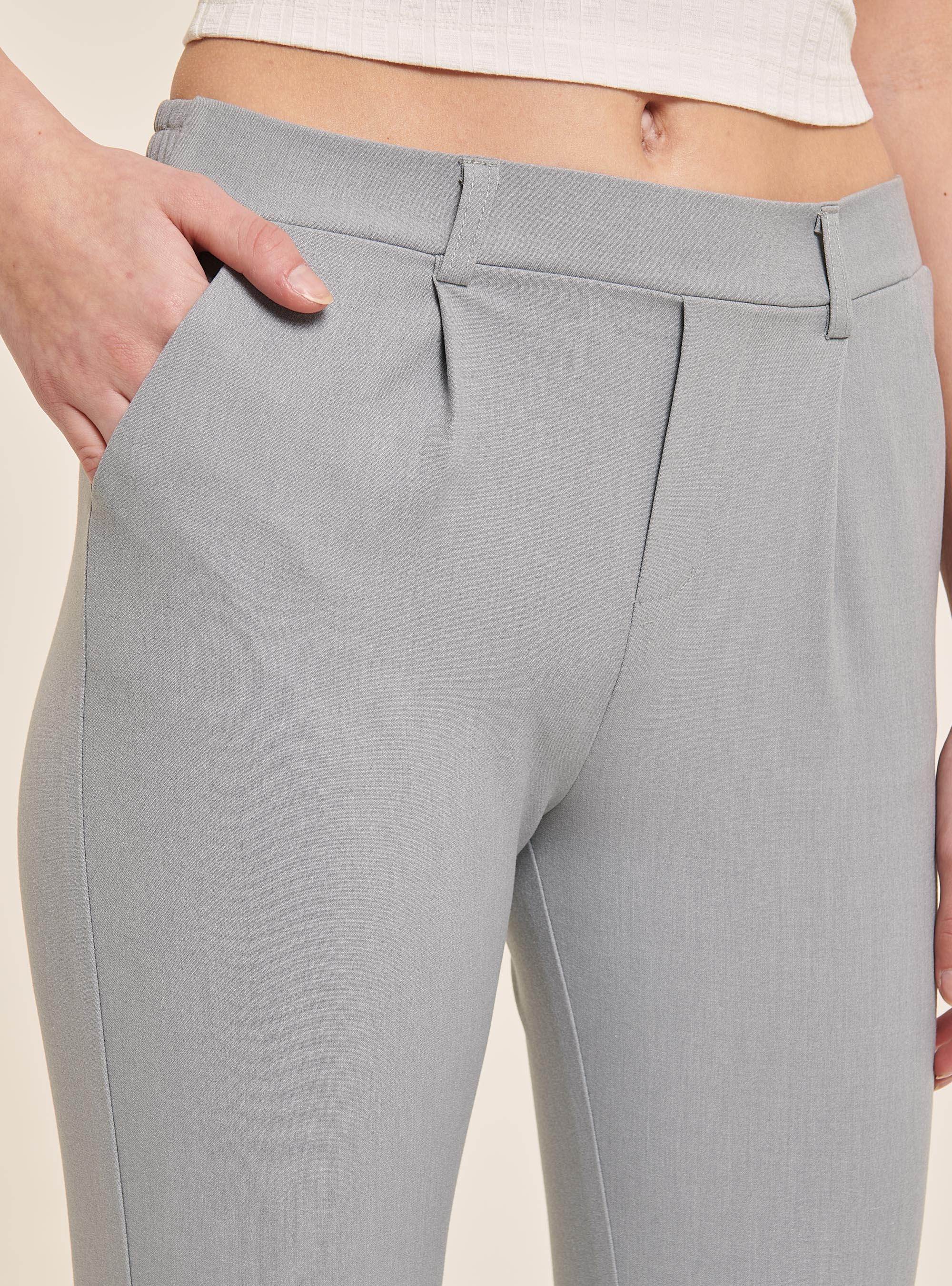 Plain coloured regular fit trousers, LIGHT GREY MELANGE