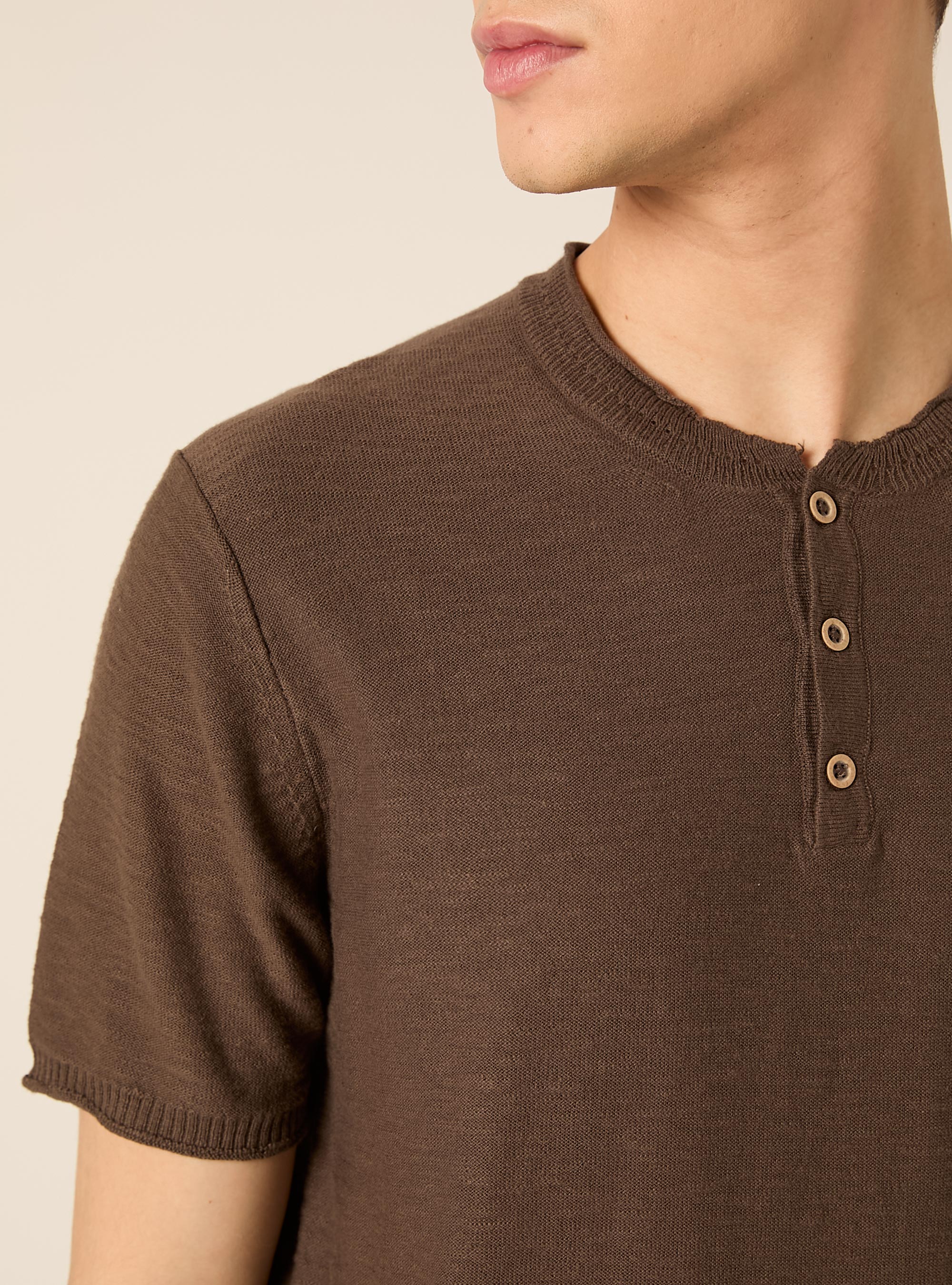 Pullover leggero con collo serafino, MARRONE MEDIO