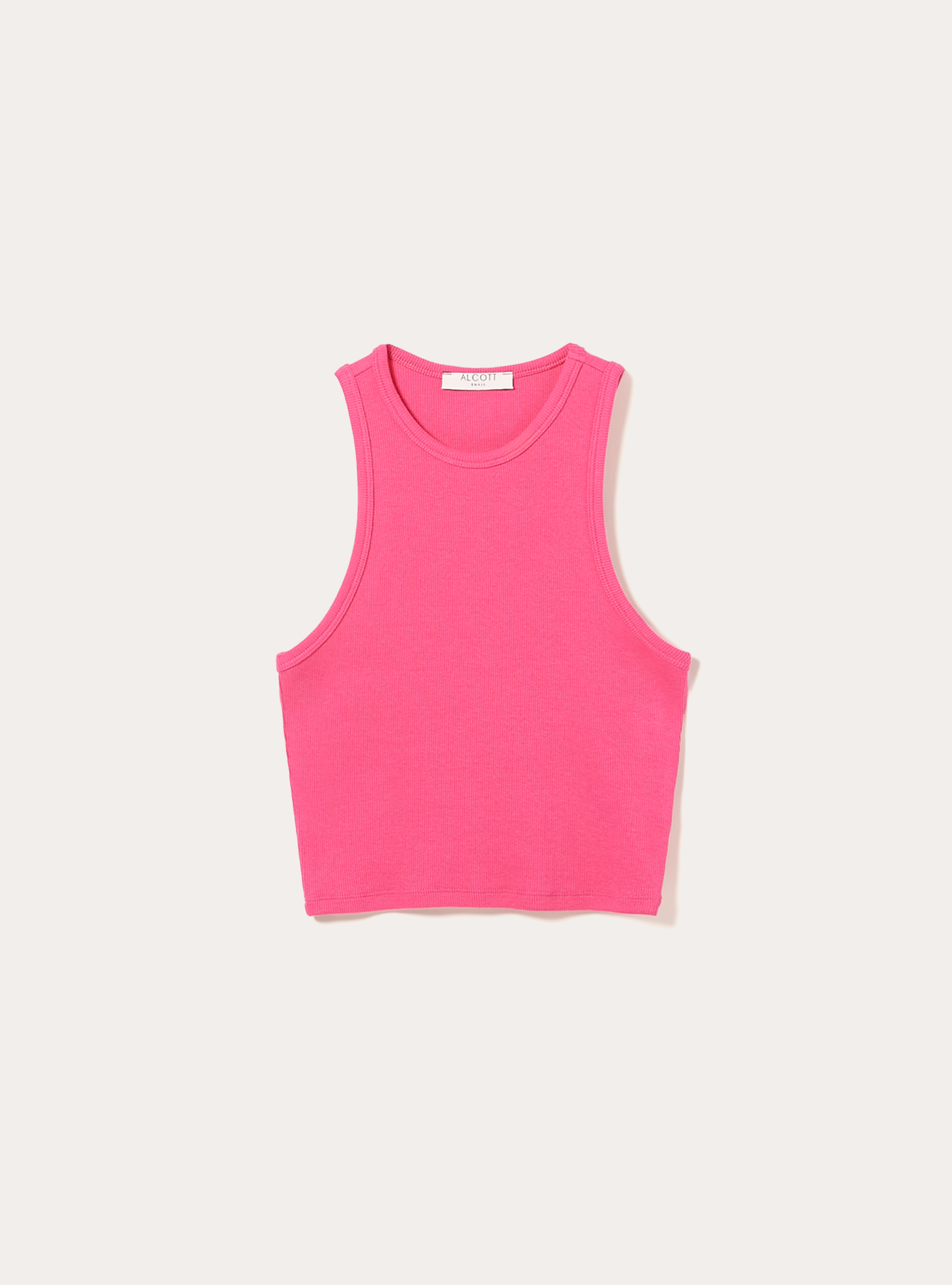 Cropped tank top in rib, FX2 FUXIA MEDIUM