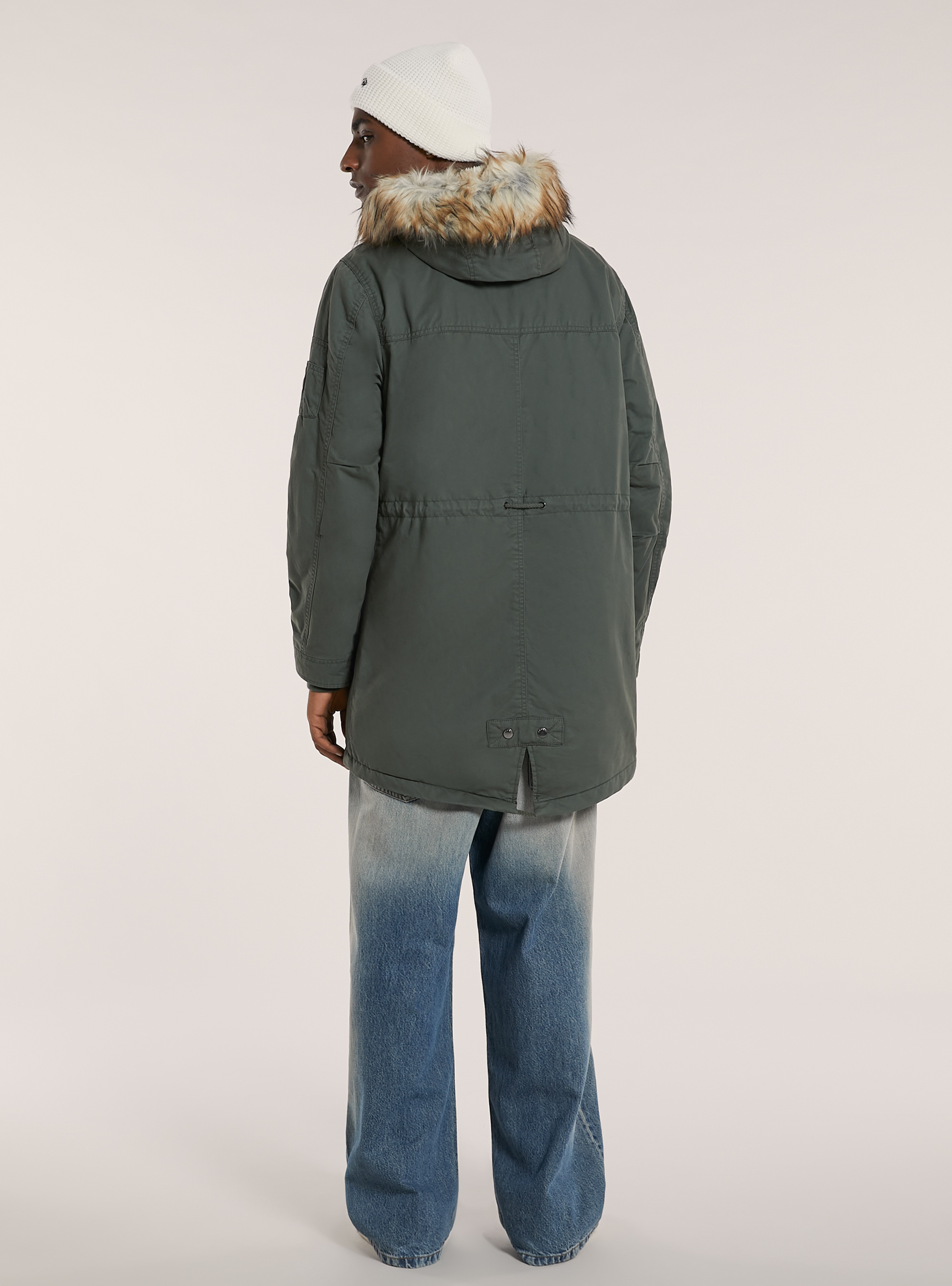 Parka with lambskin, KAKI