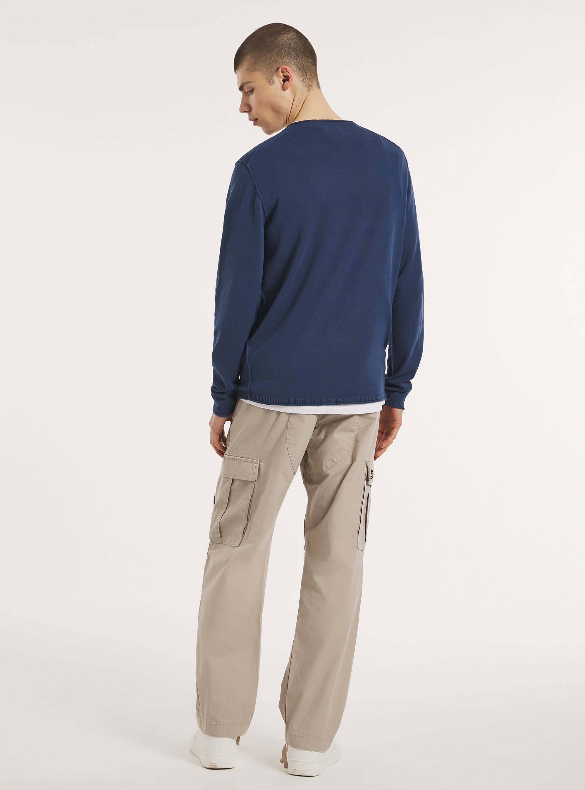 Pull en coton à col rond, BL2 BLUE MEDIUM